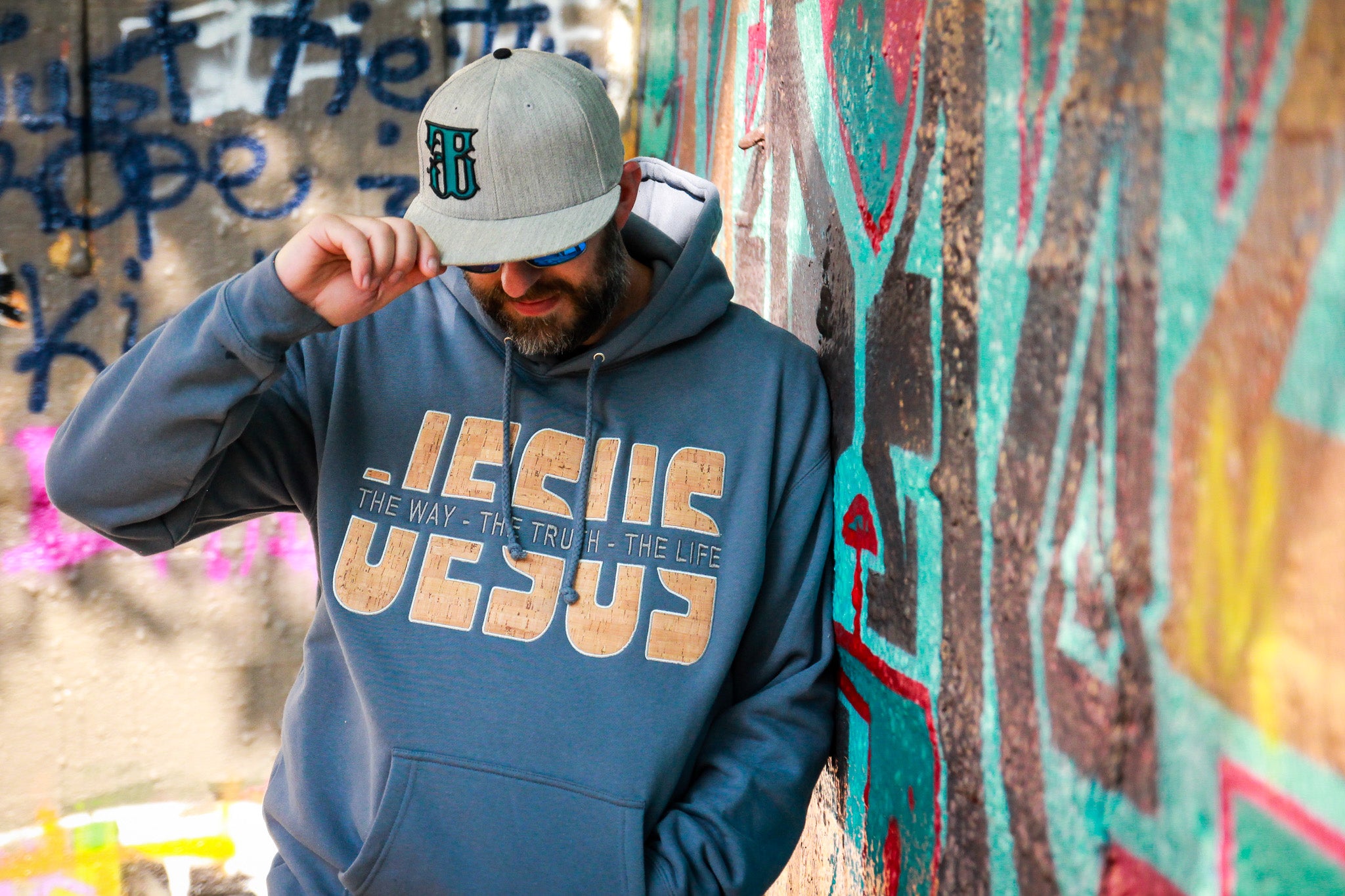 The Way The Truth The Life - Jesus - Hoodie Embroidered with Cork details (TriSeven)