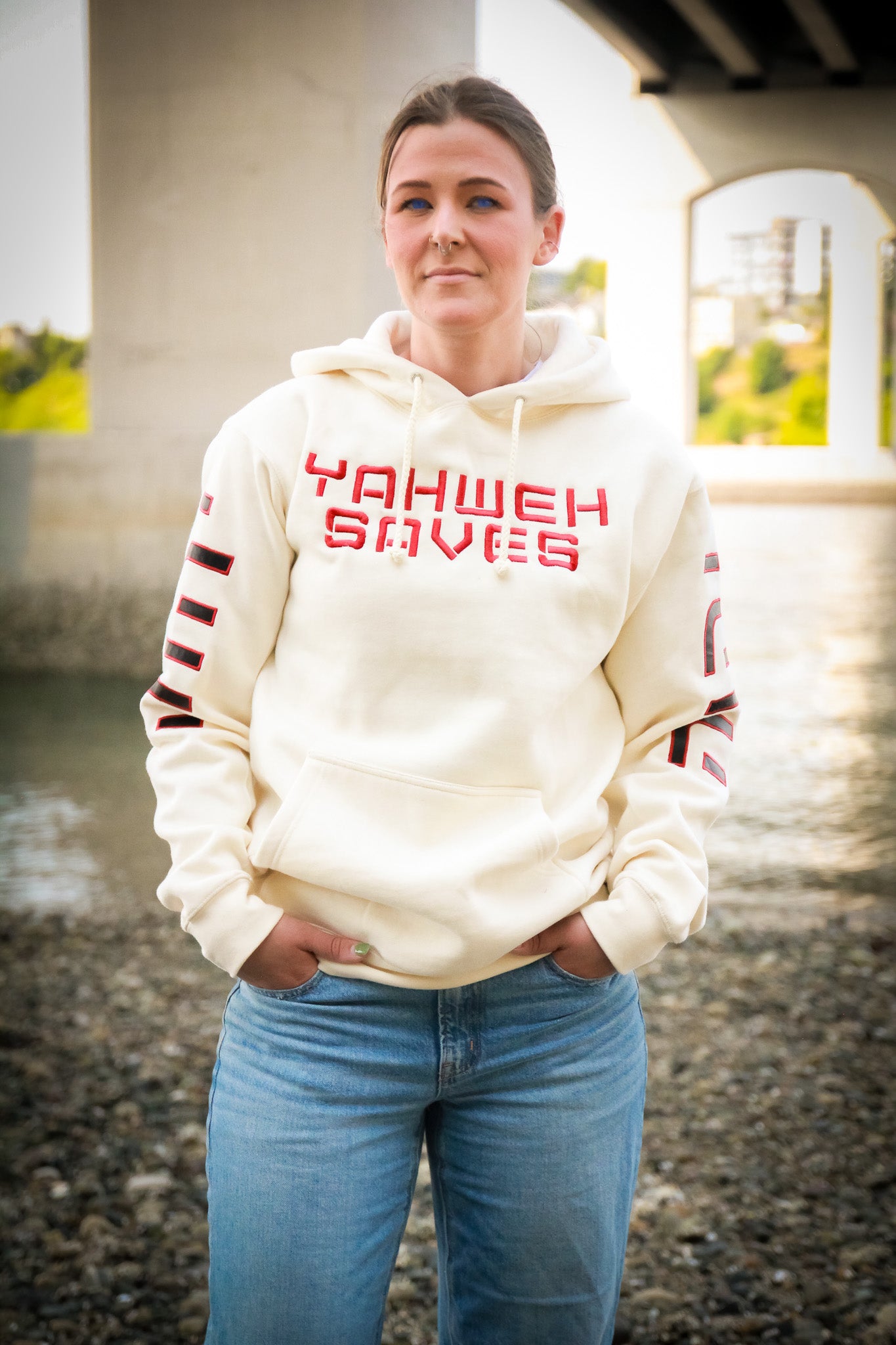 Yahweh Saves Hoodie - Bone (Vanilla) (TriSeven)