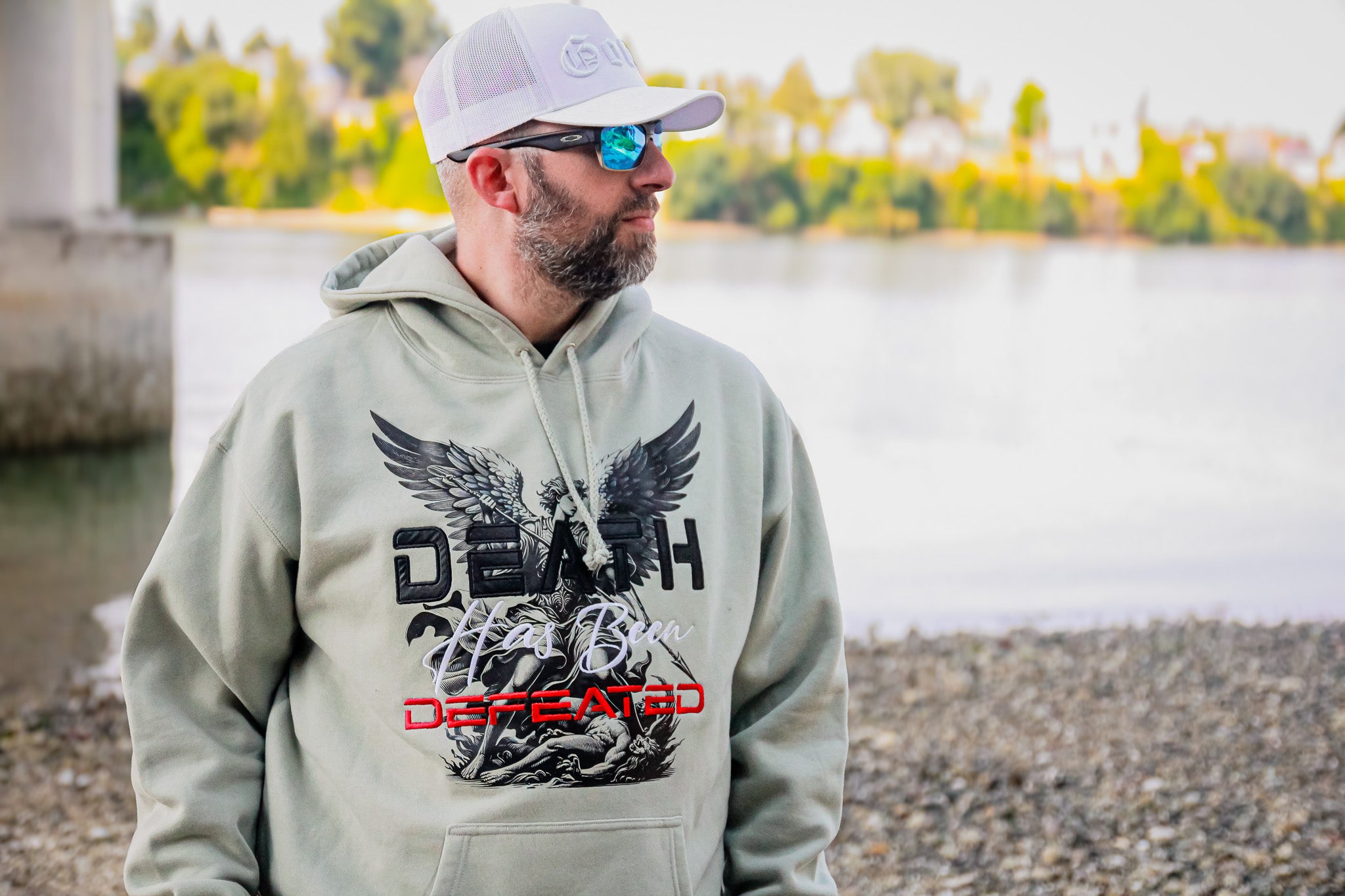 Death Has Been Defeated Hoodie - Dusty Sage Green (TriSeven)