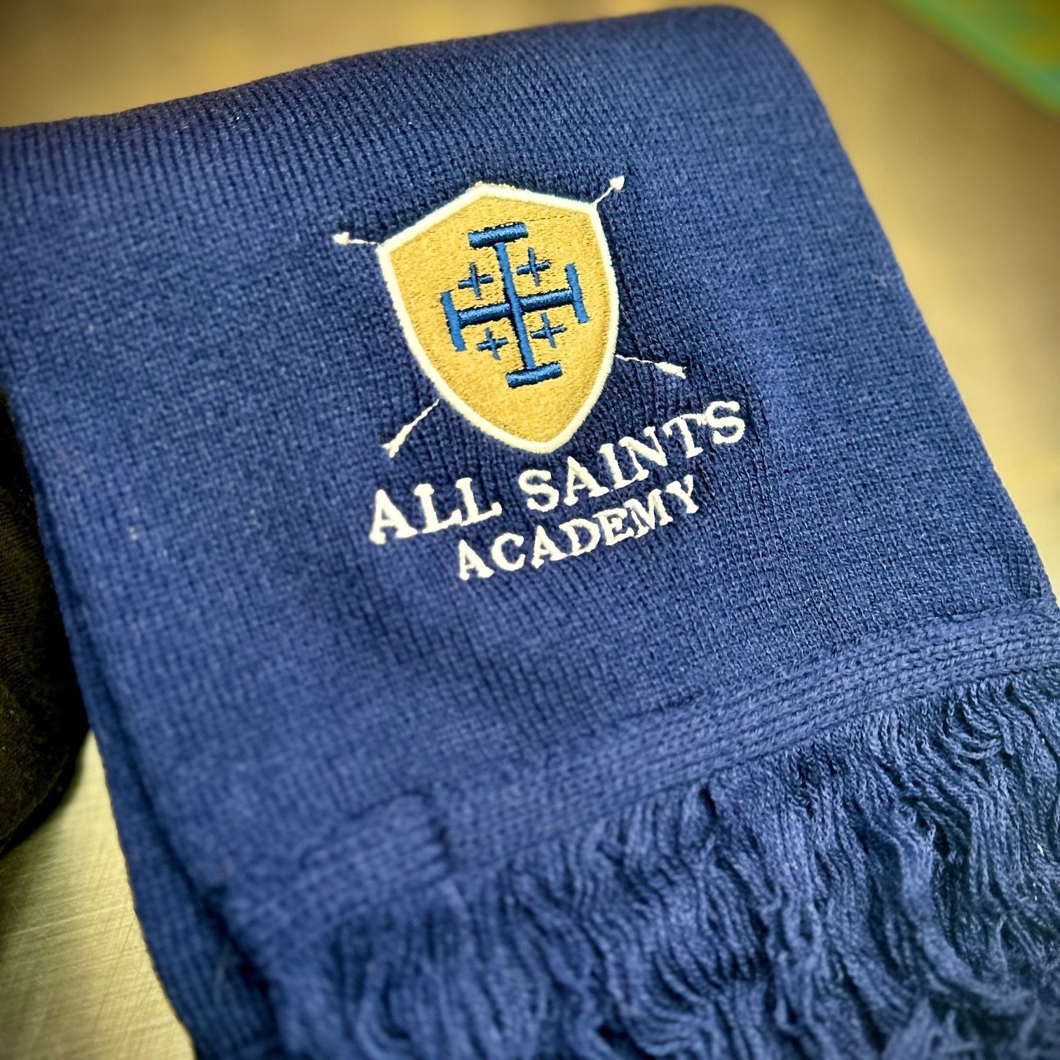 All Saints Logo Navy and Gray Scarf (SP07) - Shirtify