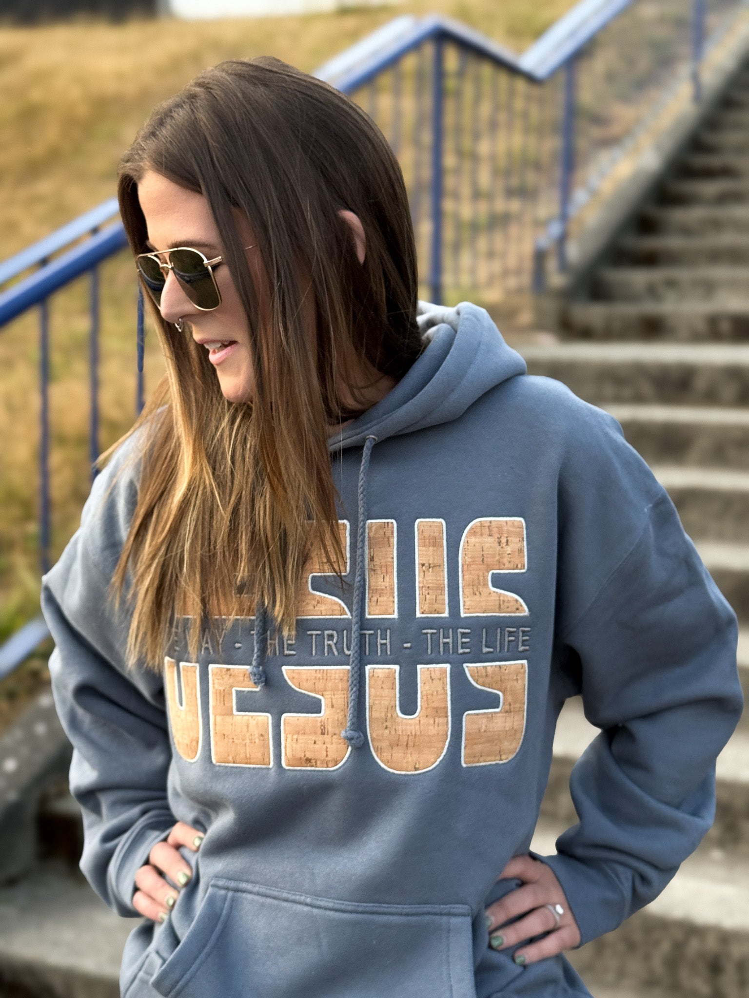 The Way The Truth The Life - Jesus - Hoodie Embroidered with Cork details (TriSeven)