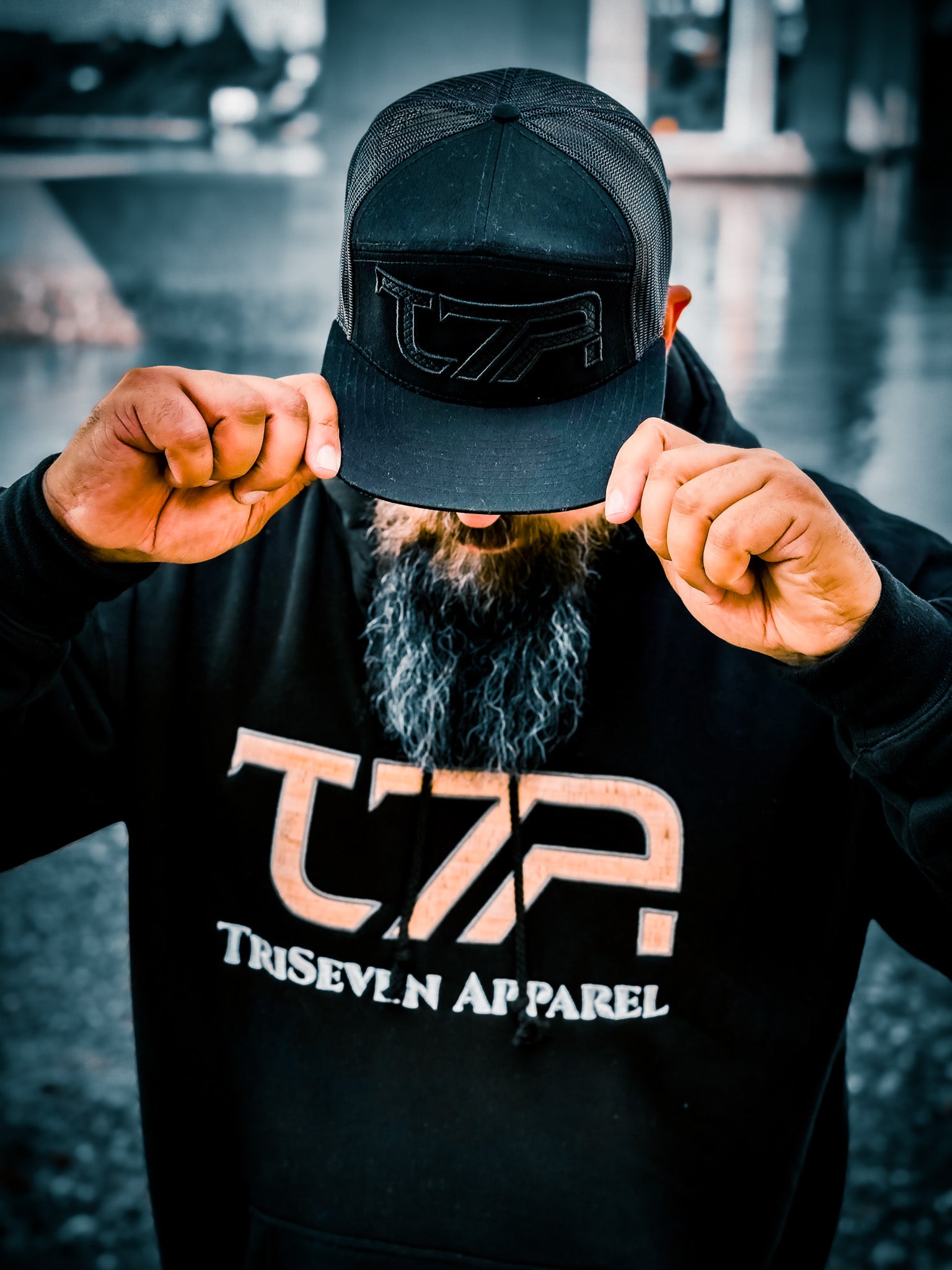 TriSeven Apparel Hoodie - Black / Cork (TriSeven)