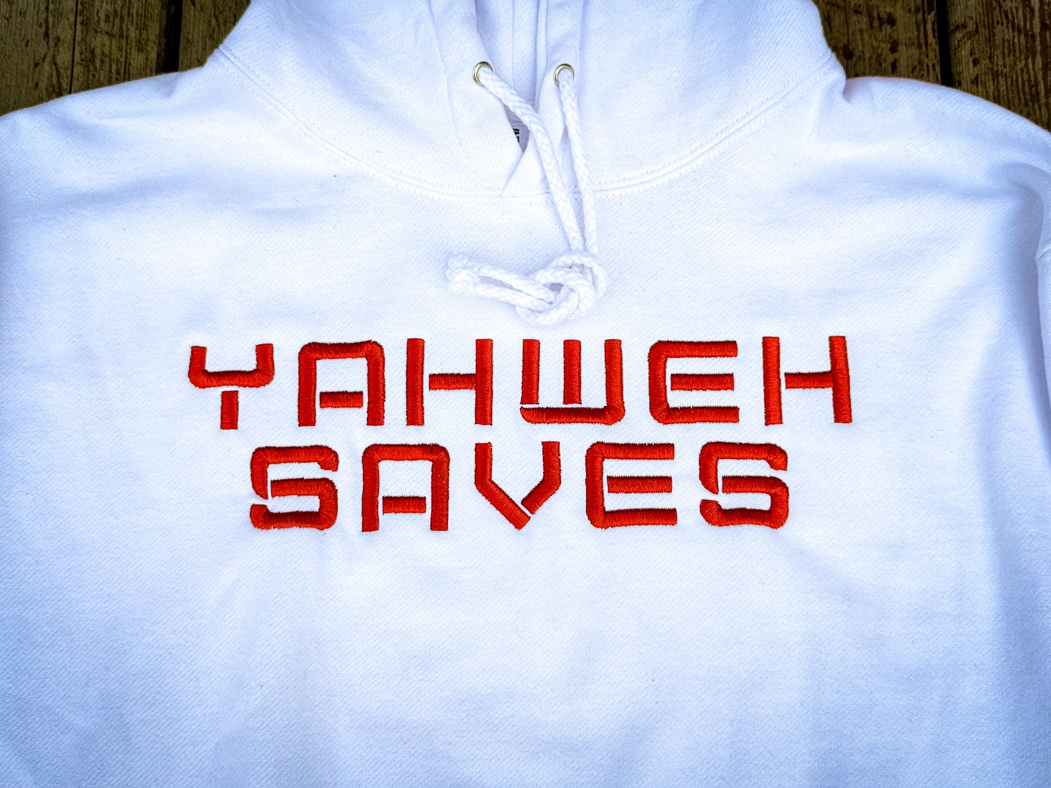 Yahweh Saves Hoodie - White (TriSeven)