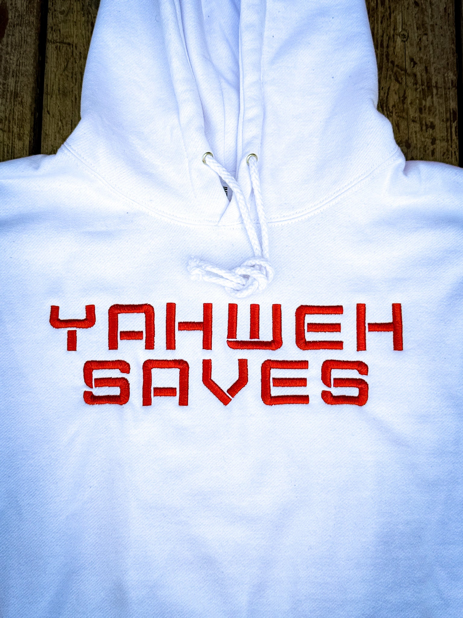 Yahweh Saves Hoodie - White (TriSeven)