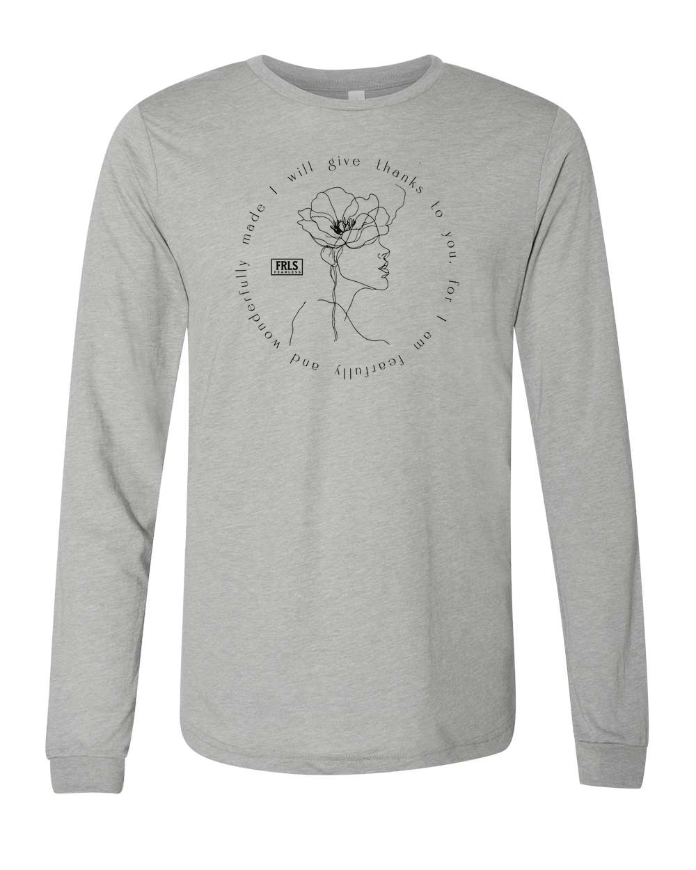 I Will Give Thanks Long Sleeve T-Shirt Athletic Grey (BC3513F)