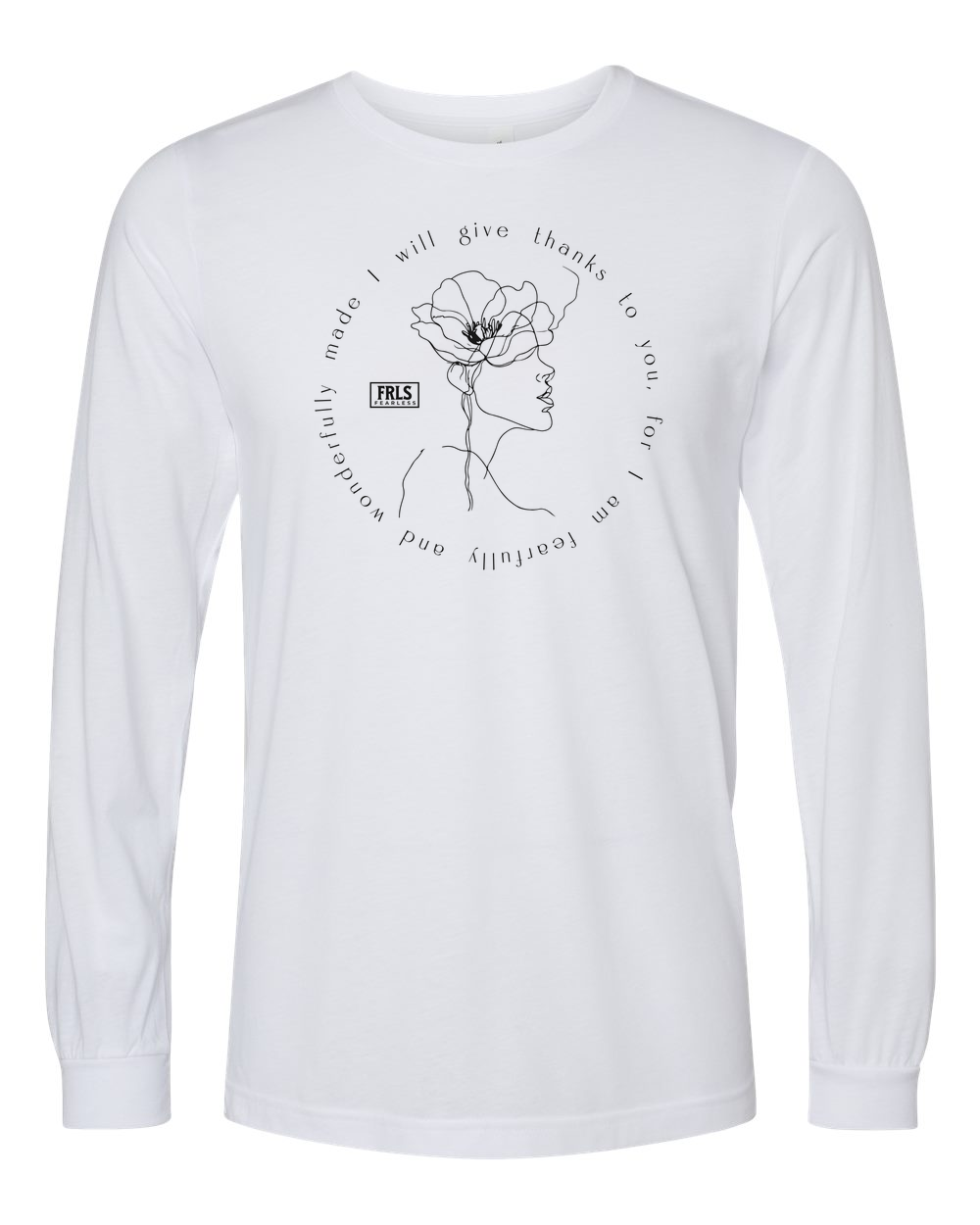 I Will Give Thanks Long Sleeve T-Shirt Solid White (BC3513F)