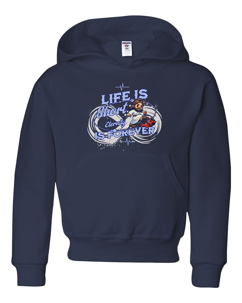 Life Is short Eternity is Forever Youth Hoodie J Navy (JZ996YR)