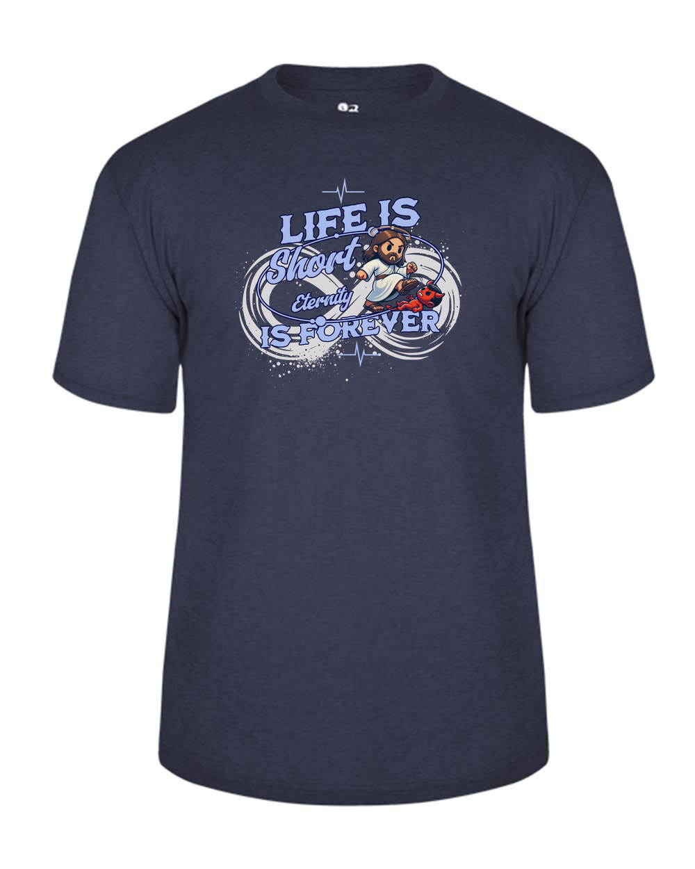 Life Is short Eternity is Forever Youth T-Shirt Navy (BD2940)