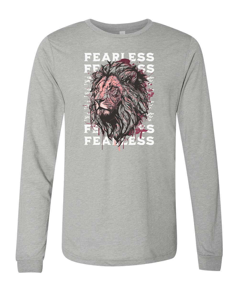 Fearless Fade w/ Lion Overlay Long Sleeve T-Shirt - Shirtify