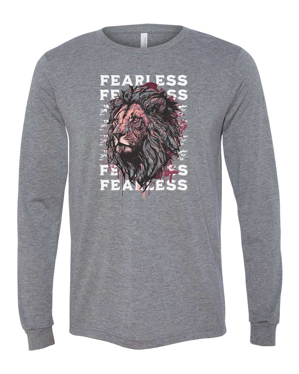 Fearless Fade w/ Lion Overlay Long Sleeve T-Shirt - Shirtify