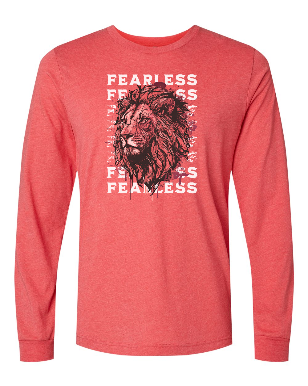 Fearless Fade w/ Lion Overlay Long Sleeve T-Shirt - Shirtify