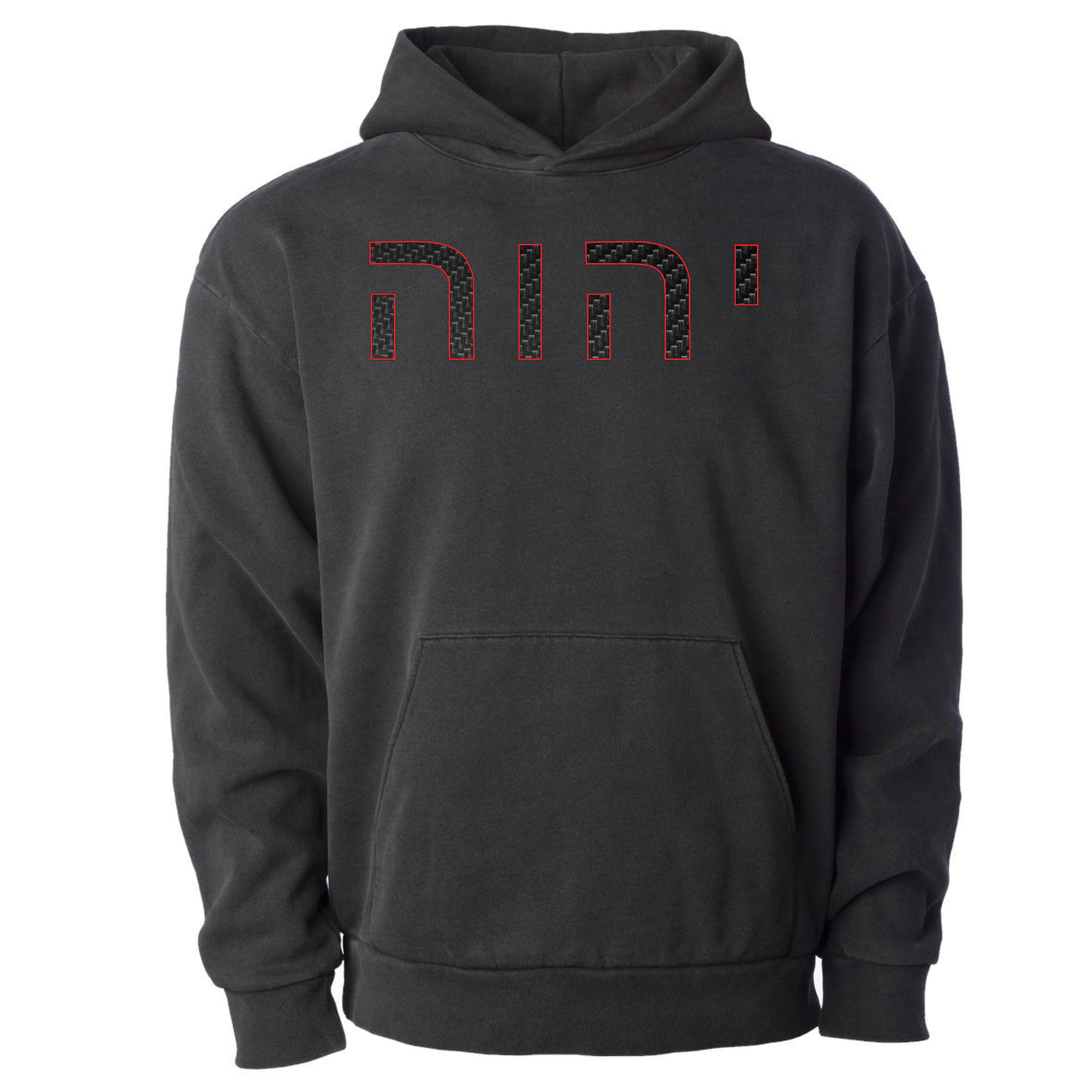 YHWH Embroidered carbon fiber embellished hoodie (TriSeven)