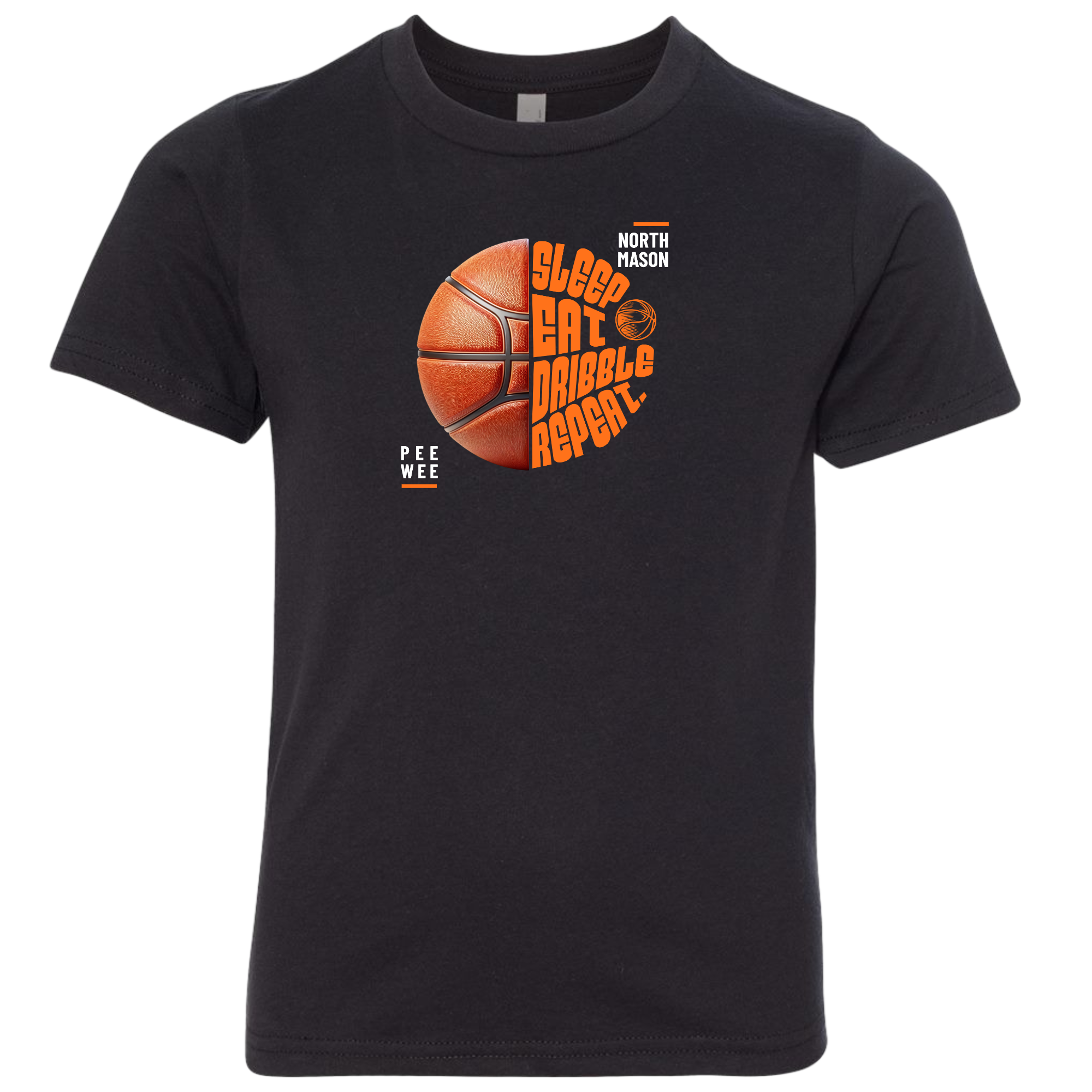 North Mason Basketball Youth T-Shirt Eat Sleep Dribble Repeat 3312 - Shirtify