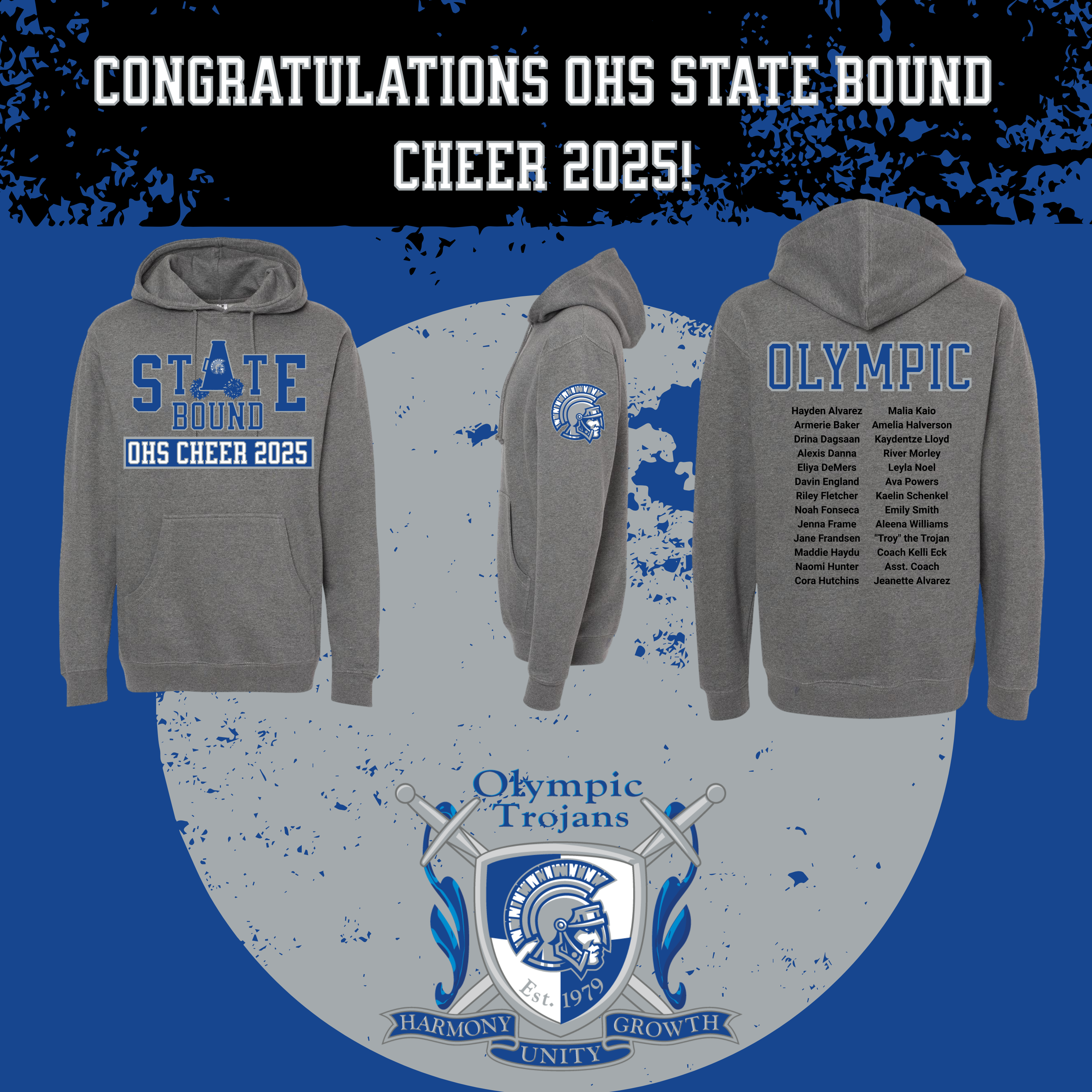 Olympic High School Cheer - State Bound 2025 Hoodie (IND4000)