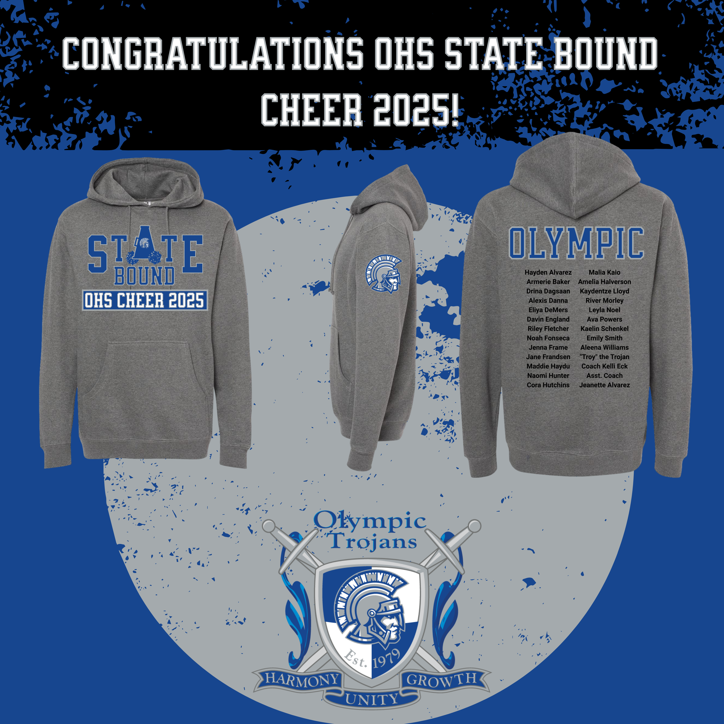 Olympic High School Cheer - State Bound 2025 Hoodie (IND4000) - Shirtify