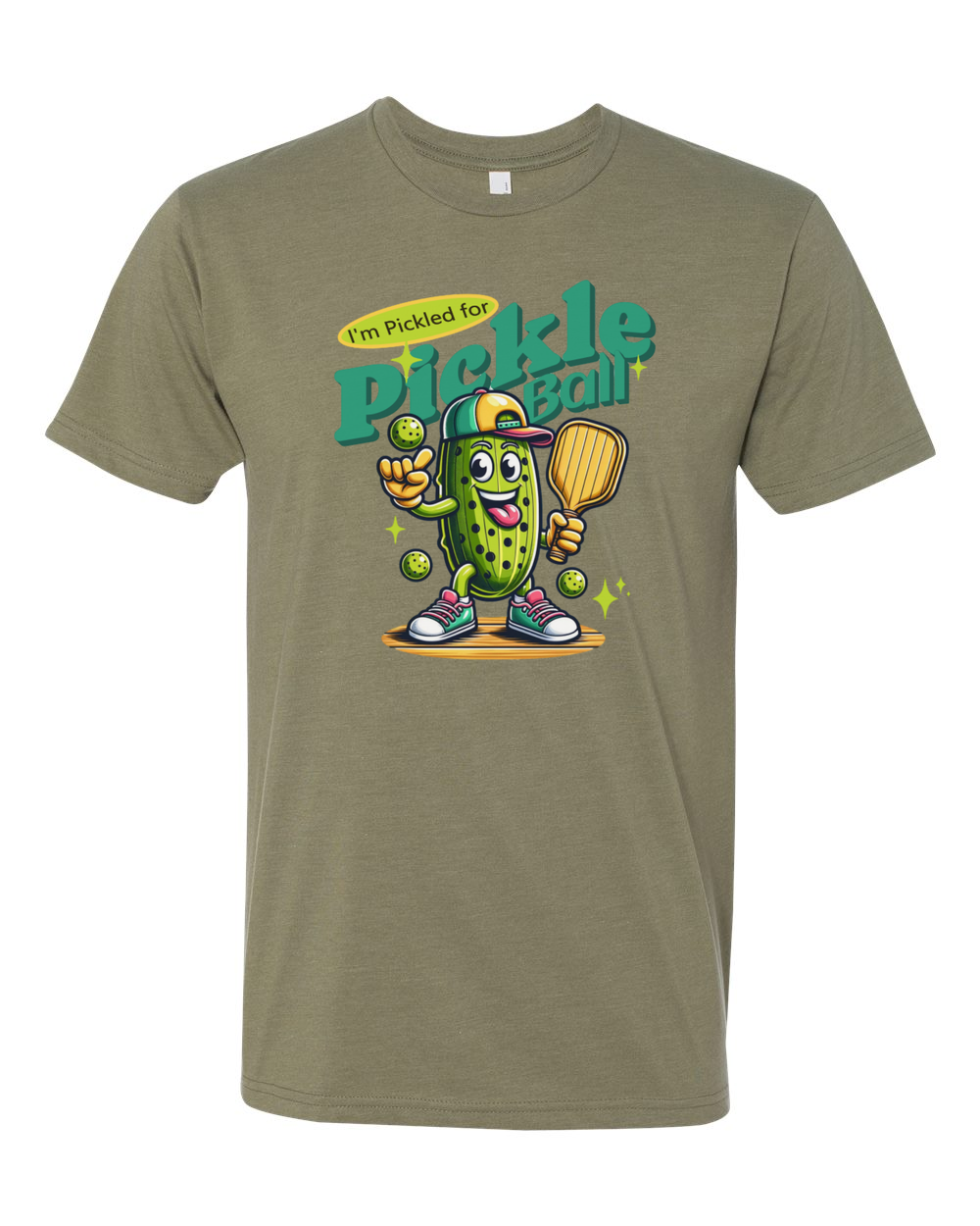 Pickled For Pickleball T-Shirt Light Olive (NL6210F)