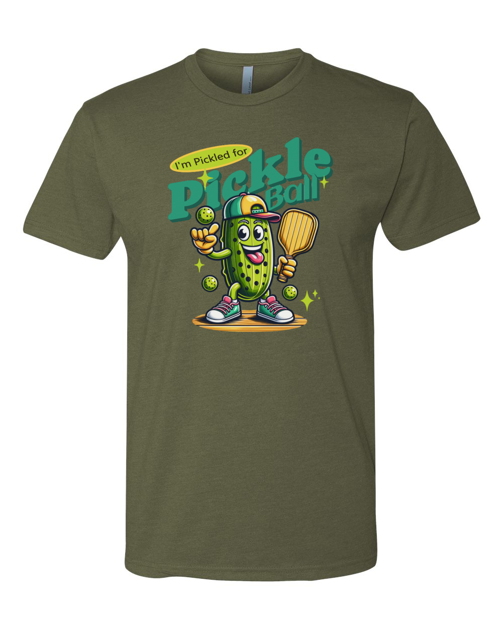 Pickled For Pickleball T-Shirt Military Green (NL6210F)
