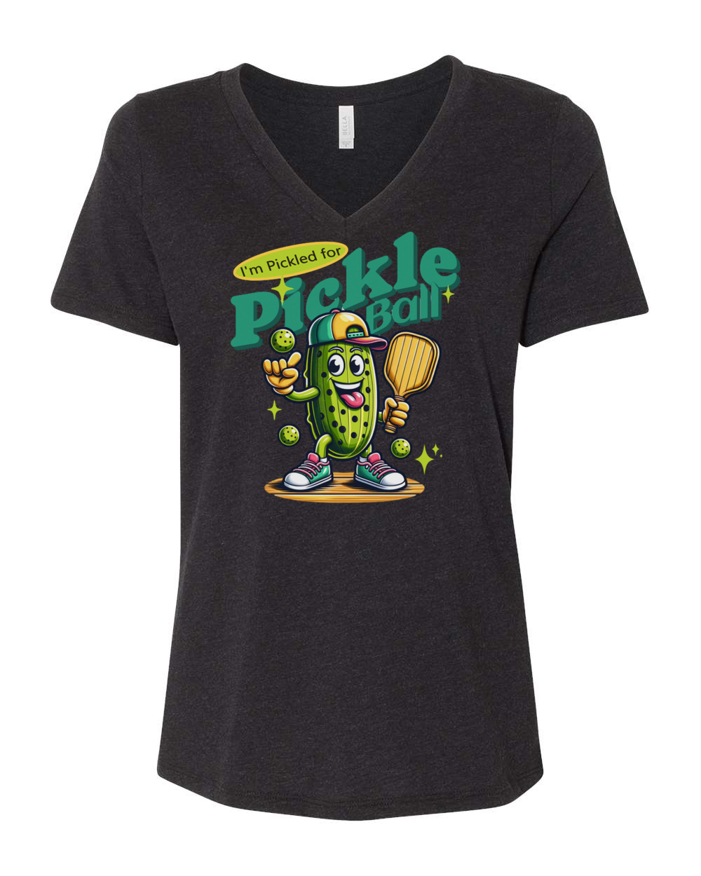 Pickled For Pickleball Women's V-Neck Black Heather (BC6405CVCF)