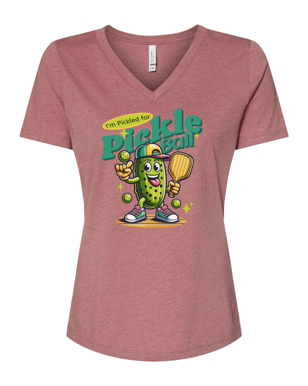 Pickled For Pickleball Women's V-Neck Heather Mauve (BC6405CVCF)