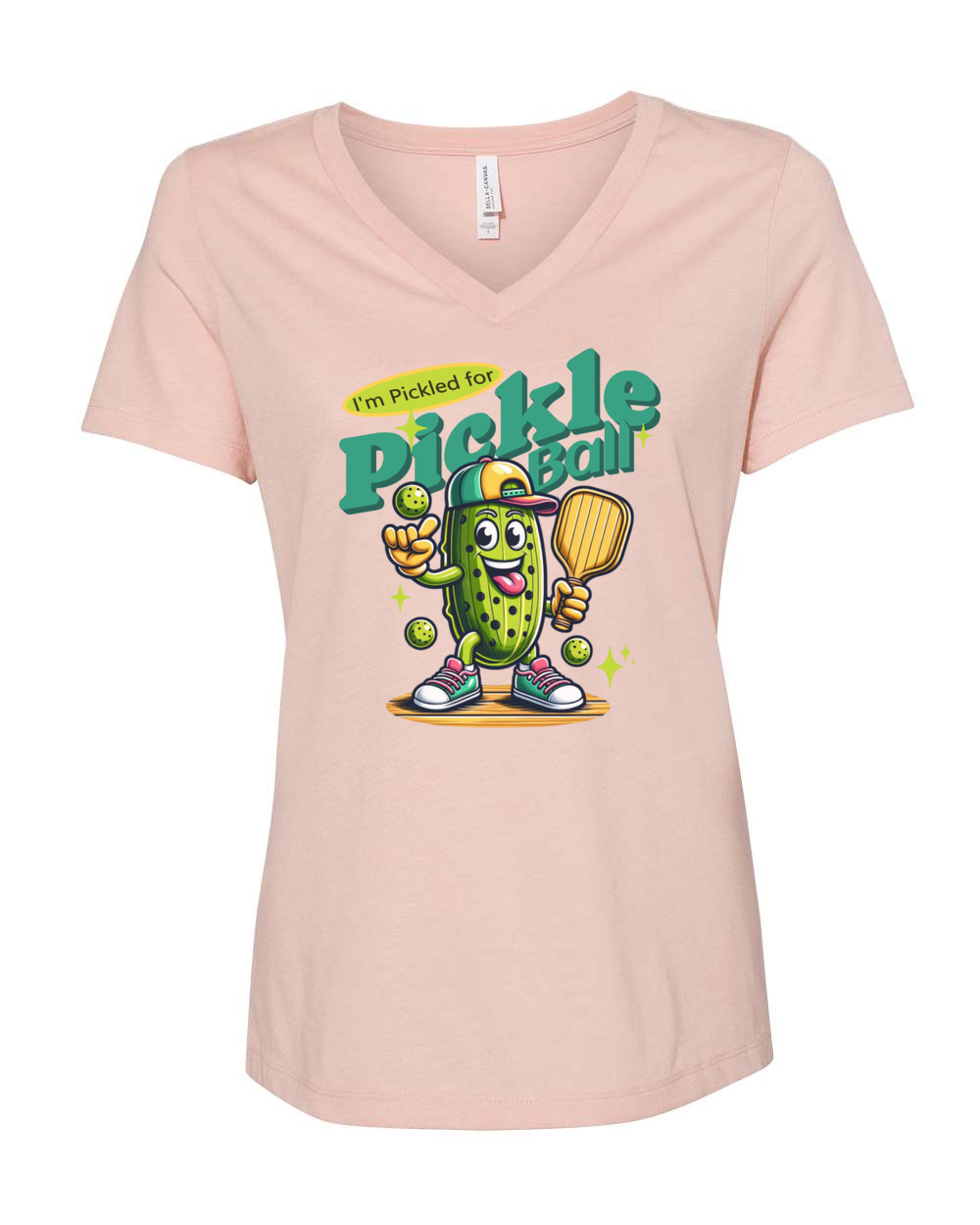 Pickled For Pickleball Women's V-Neck Heather Peach (BC6405CVCF)