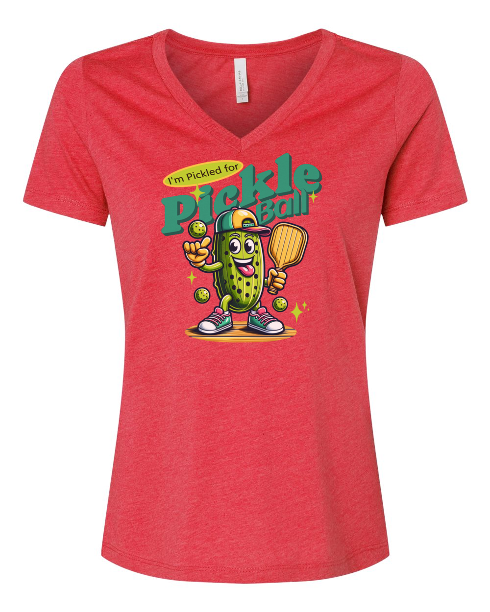 Pickled For Pickleball Women's V-Neck Heather Red (BC6405CVCF)