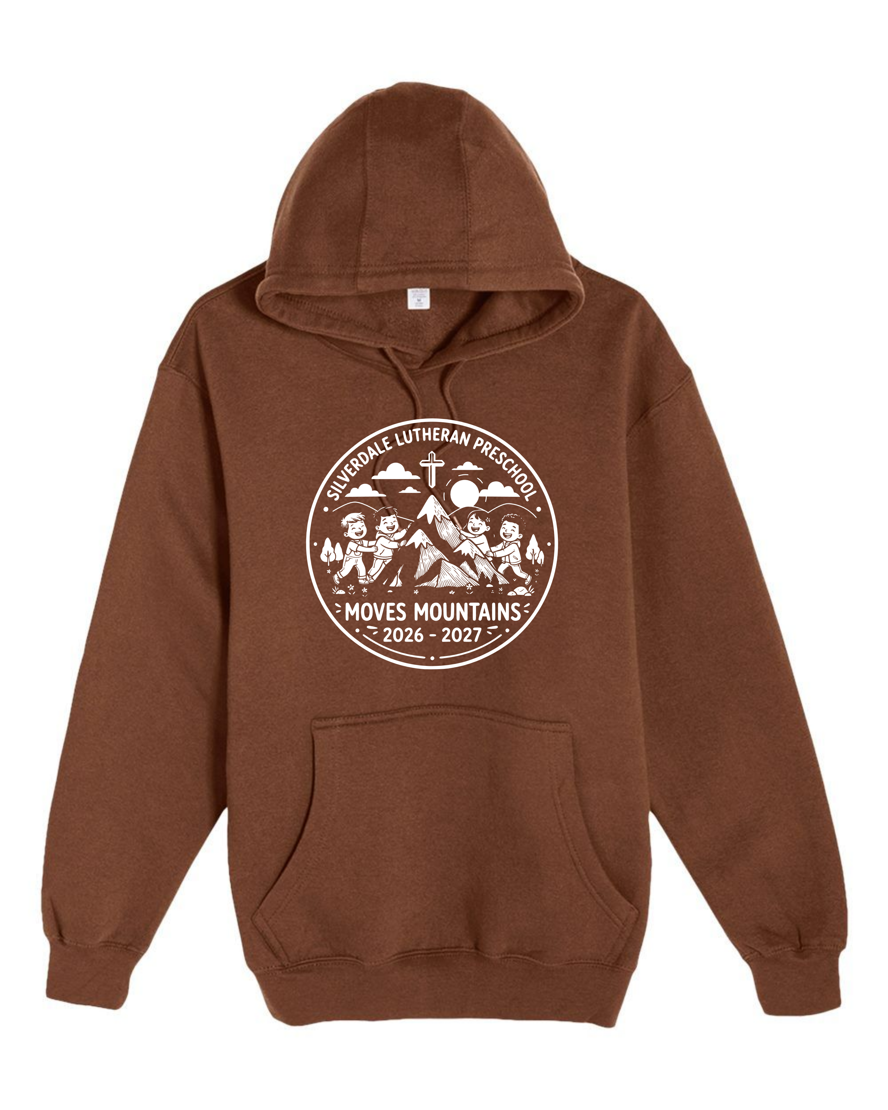 Silverdale Lutheran Preschool Hoodie — Chestnut — Moves Mountains design