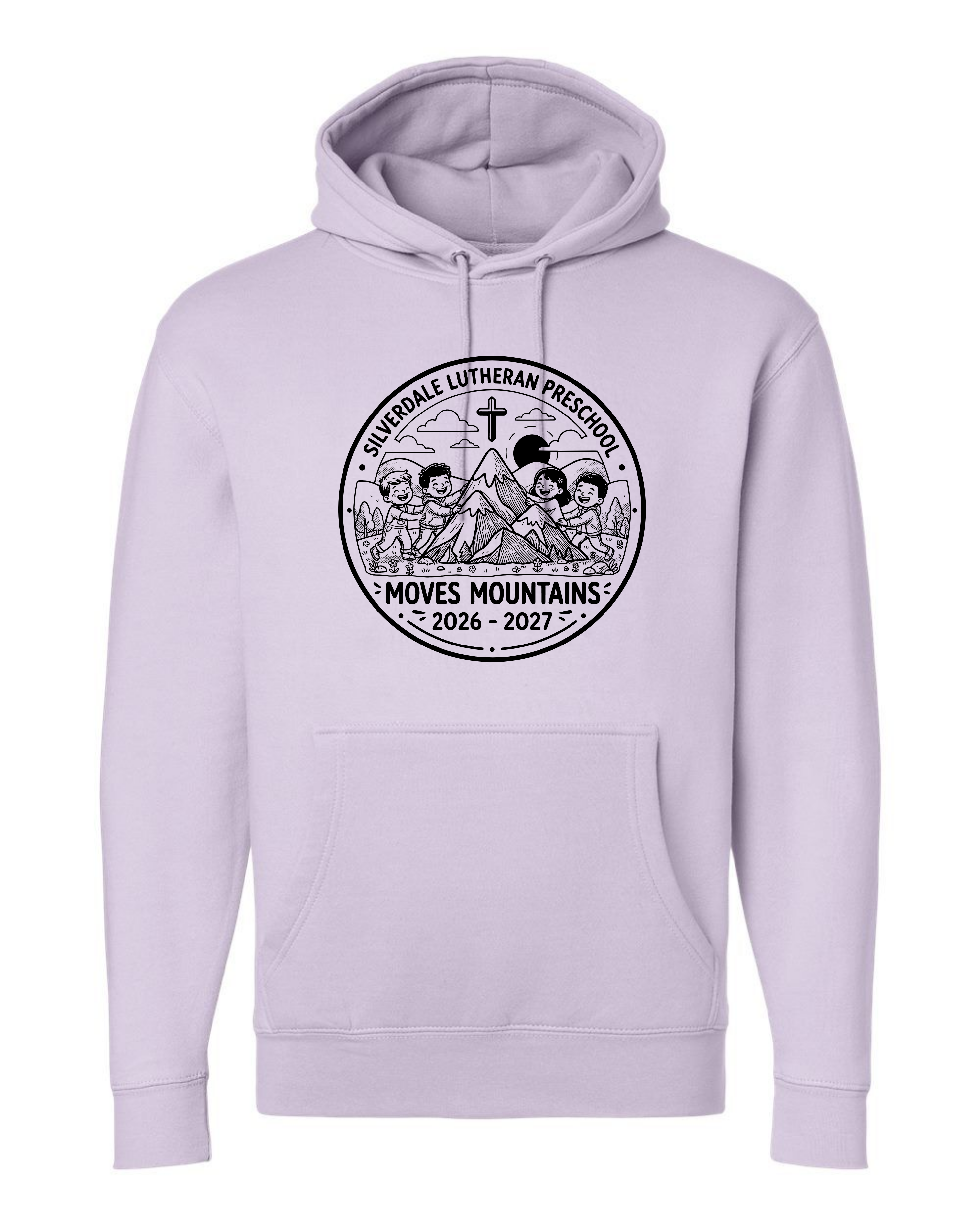 Silverdale Lutheran Preschool Hoodie — Lilac — Moves Mountains design