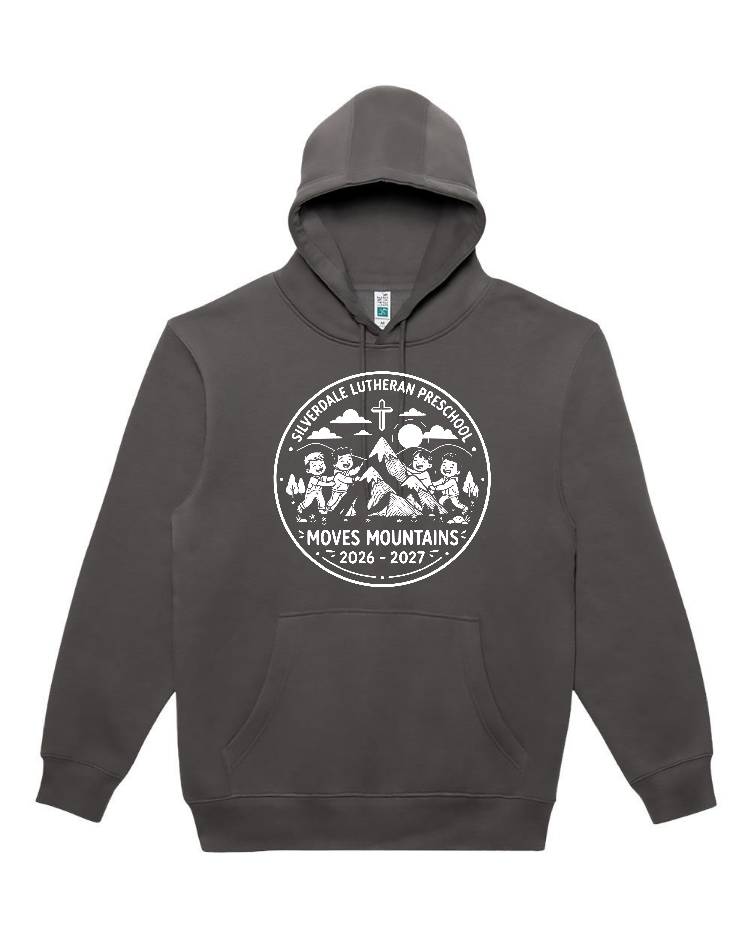Silverdale Lutheran Preschool Hoodie — Smoke — Moves Mountains design