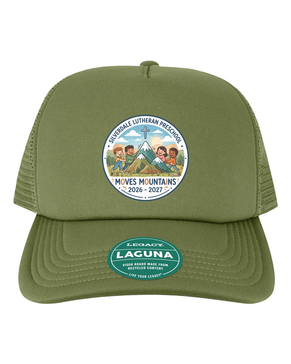 Silverdale Lutheran Preschool Laguna Trucker Cap - Light Olive Green (Printed)