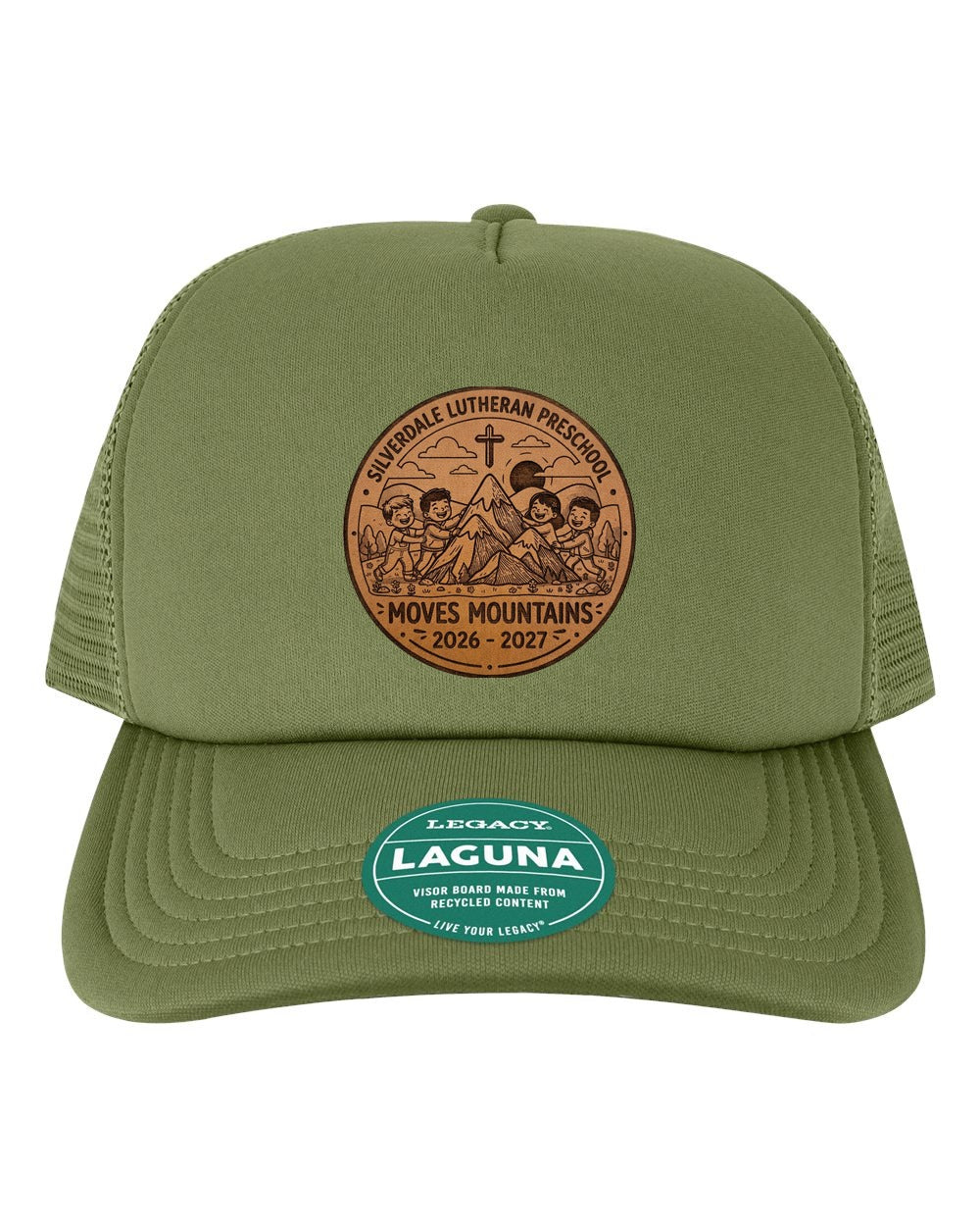 Silverdale Lutheran Preschool Laguna Trucker Cap - Light Olive Green (Engraved)