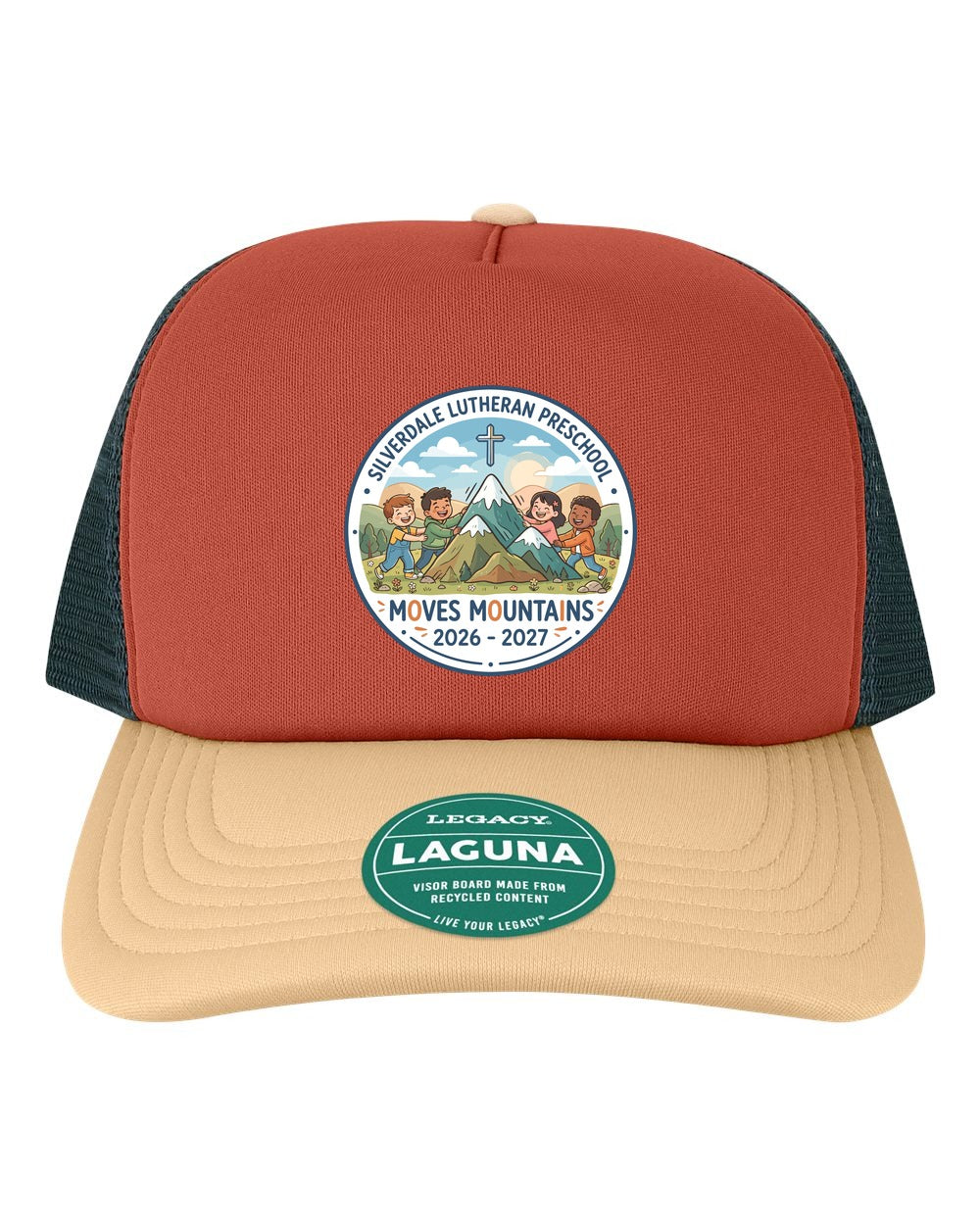 Silverdale Lutheran Preschool Laguna Trucker Cap - Sienna/ Wheat/ Navy (Printed)