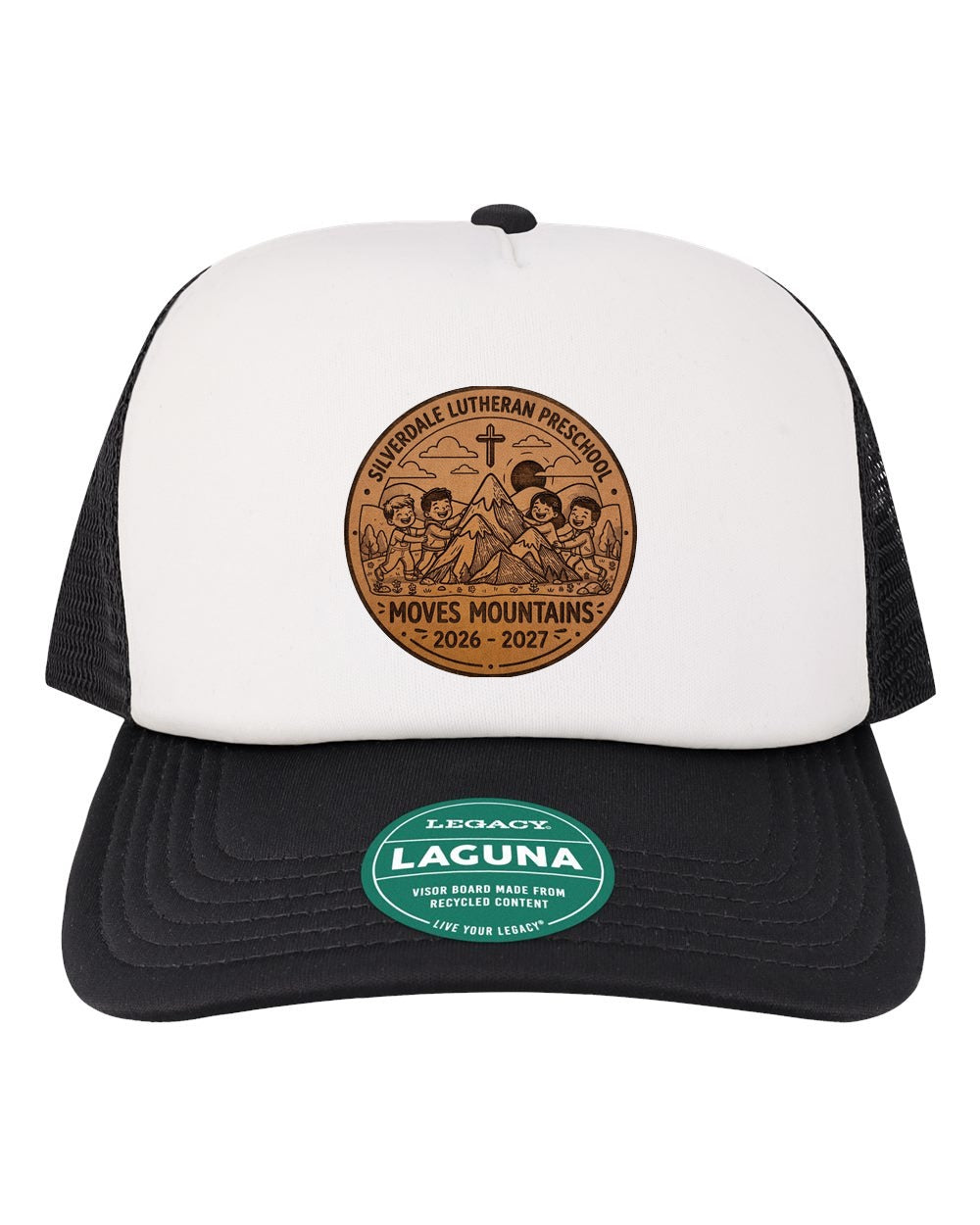 Silverdale Lutheran Preschool Laguna Trucker Cap - White/ Black (Engraved)