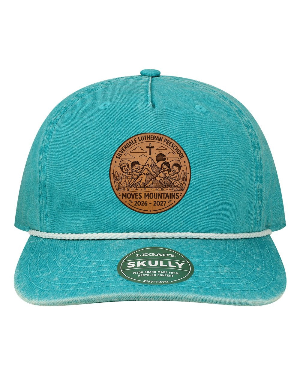 Silverdale Lutheran Preschool Skully Rope Cap - Aqua (Engraved)