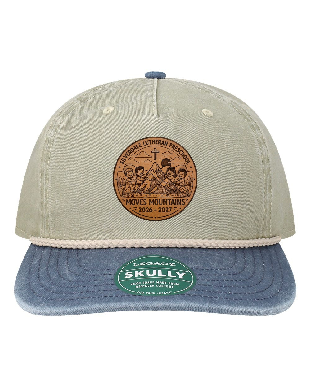 Silverdale Lutheran Preschool Skully Rope Cap - Pebble/ Navy-Off White (Engraved)