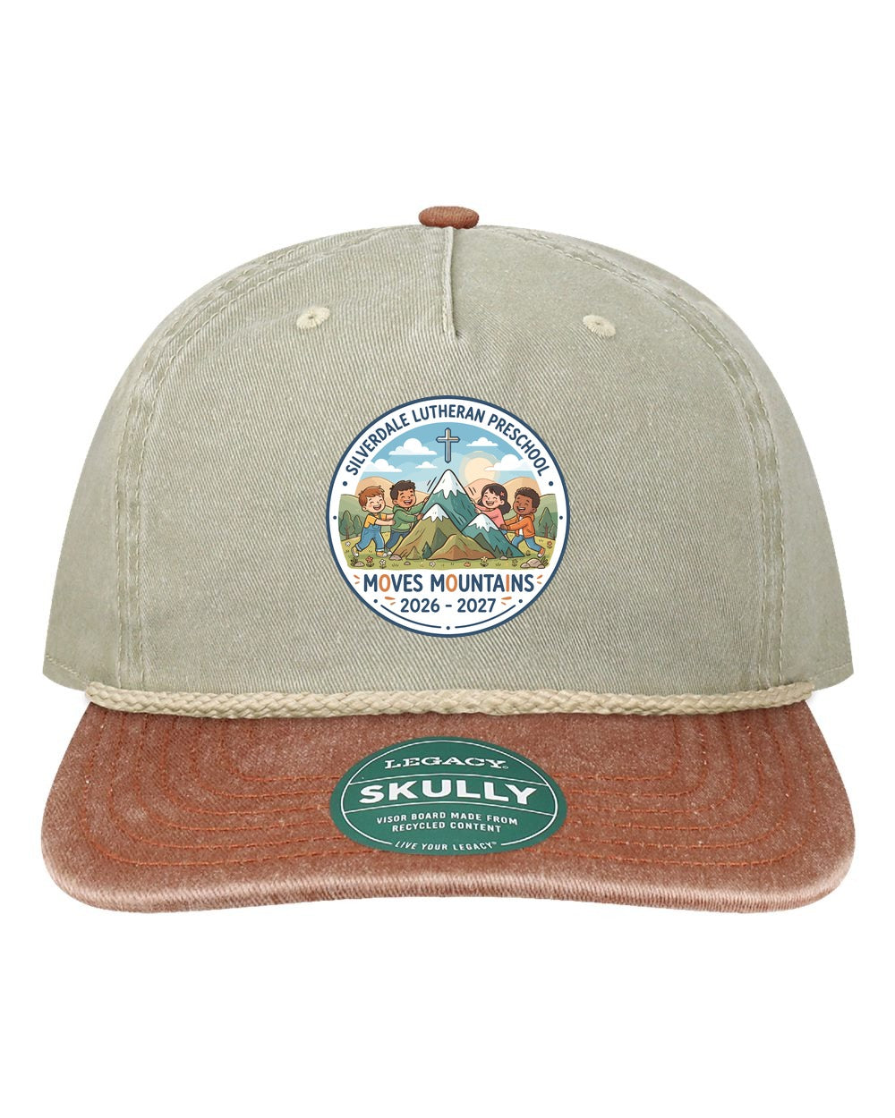 Silverdale Lutheran Preschool Skully Rope Cap - Pebble/ Rust-Off White (Printed)