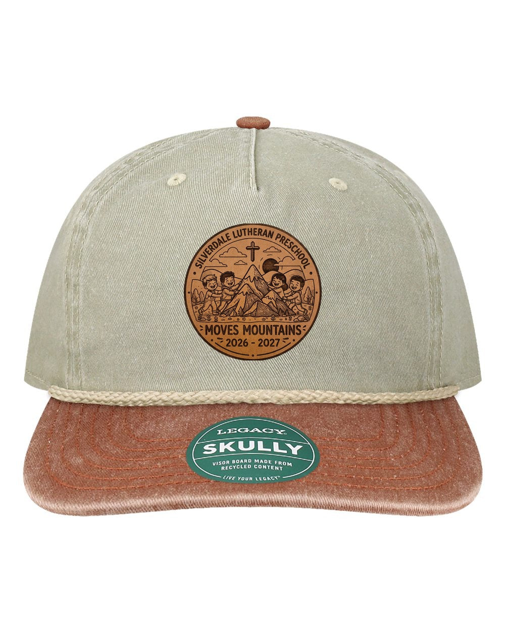 Silverdale Lutheran Preschool Skully Rope Cap - Pebble/ Rust-Off White (Engraved)
