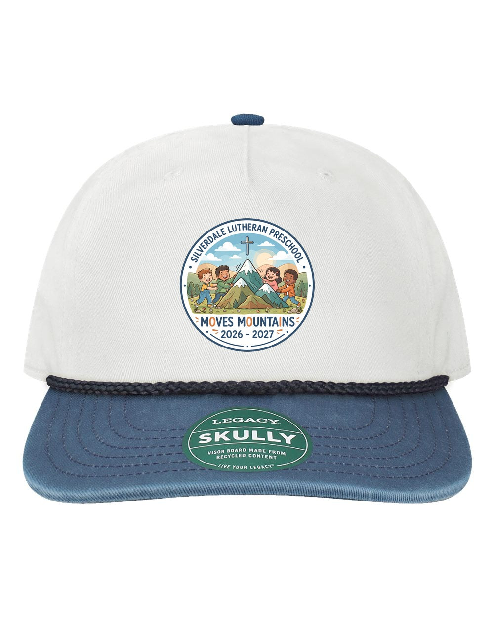 Silverdale Lutheran Preschool Skully Rope Cap - White/ Navy-Navy (Printed)