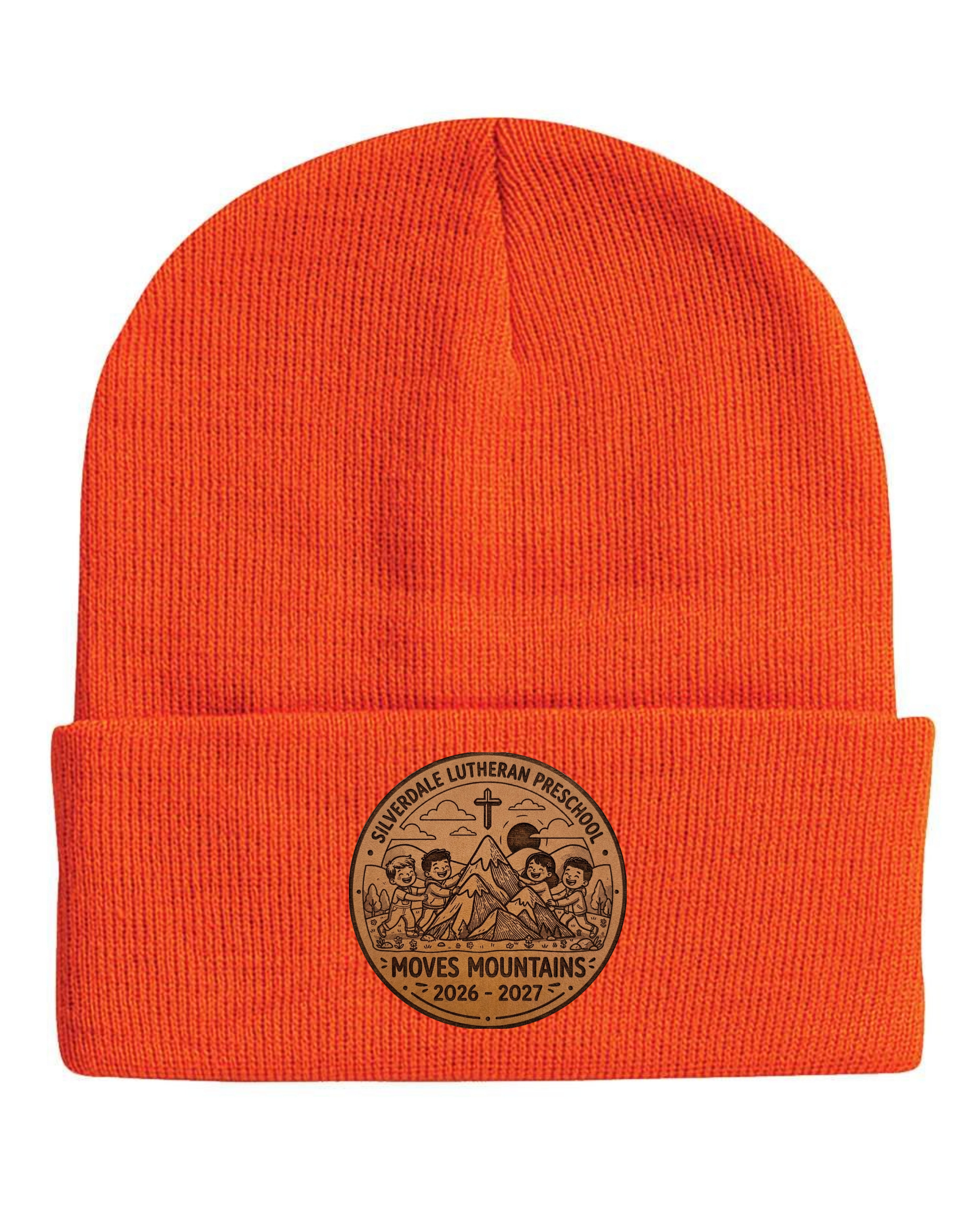 Silverdale Lutheran Preschool Cuffed Beanie - Blaze Orange (Engraved)
