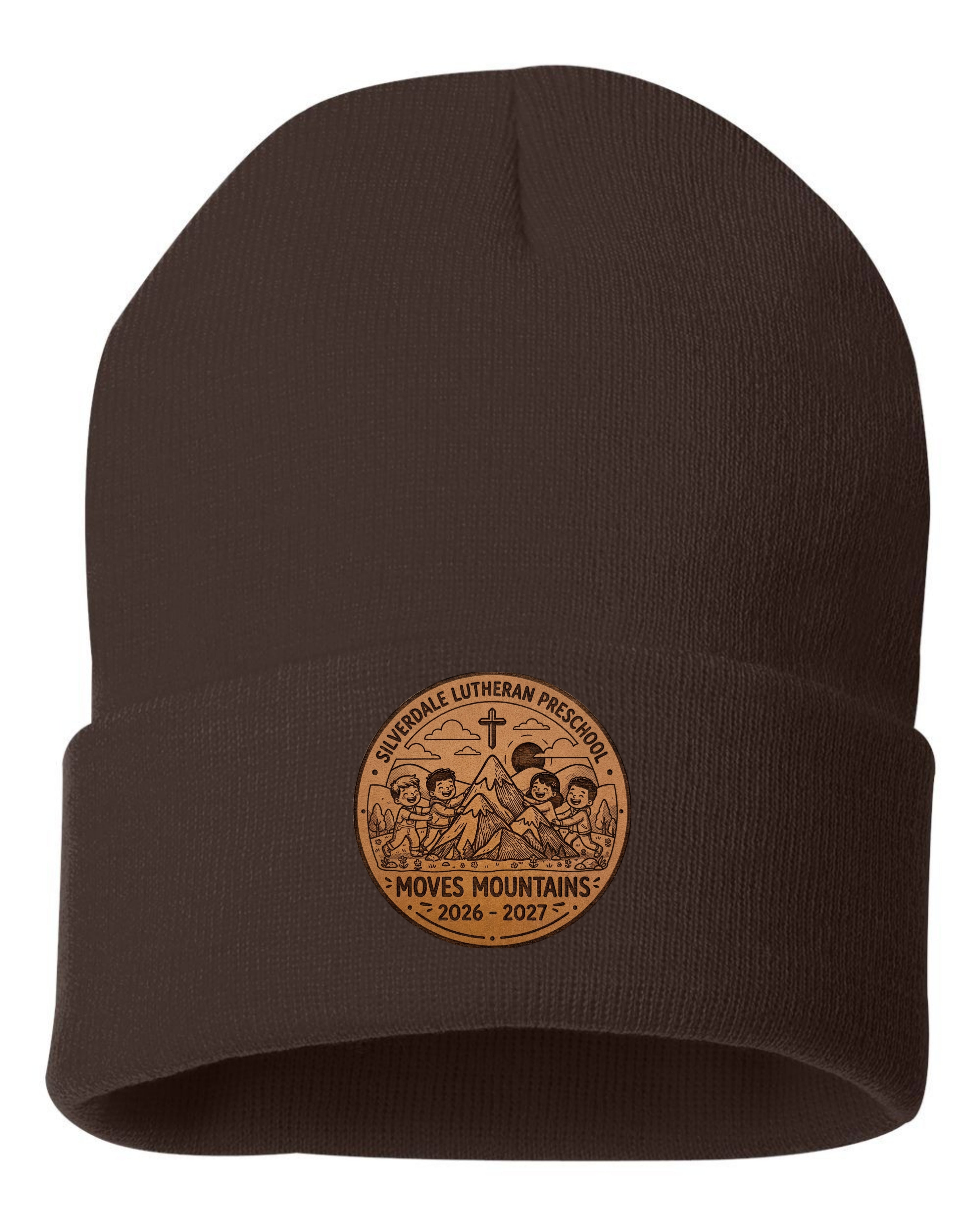 Silverdale Lutheran Preschool Cuffed Beanie - Brown (Engraved)