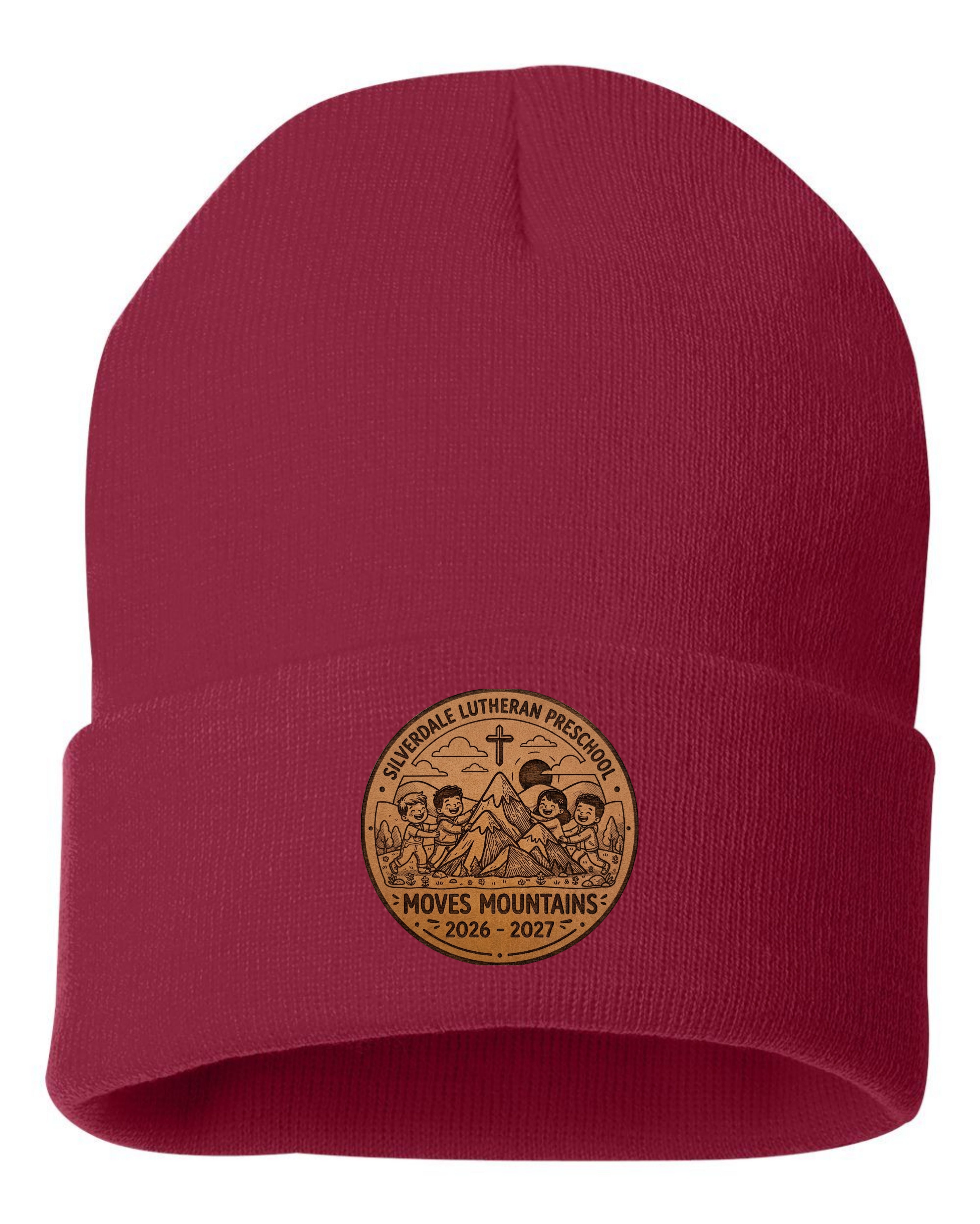 Silverdale Lutheran Preschool Cuffed Beanie - Cardinal (Engraved)