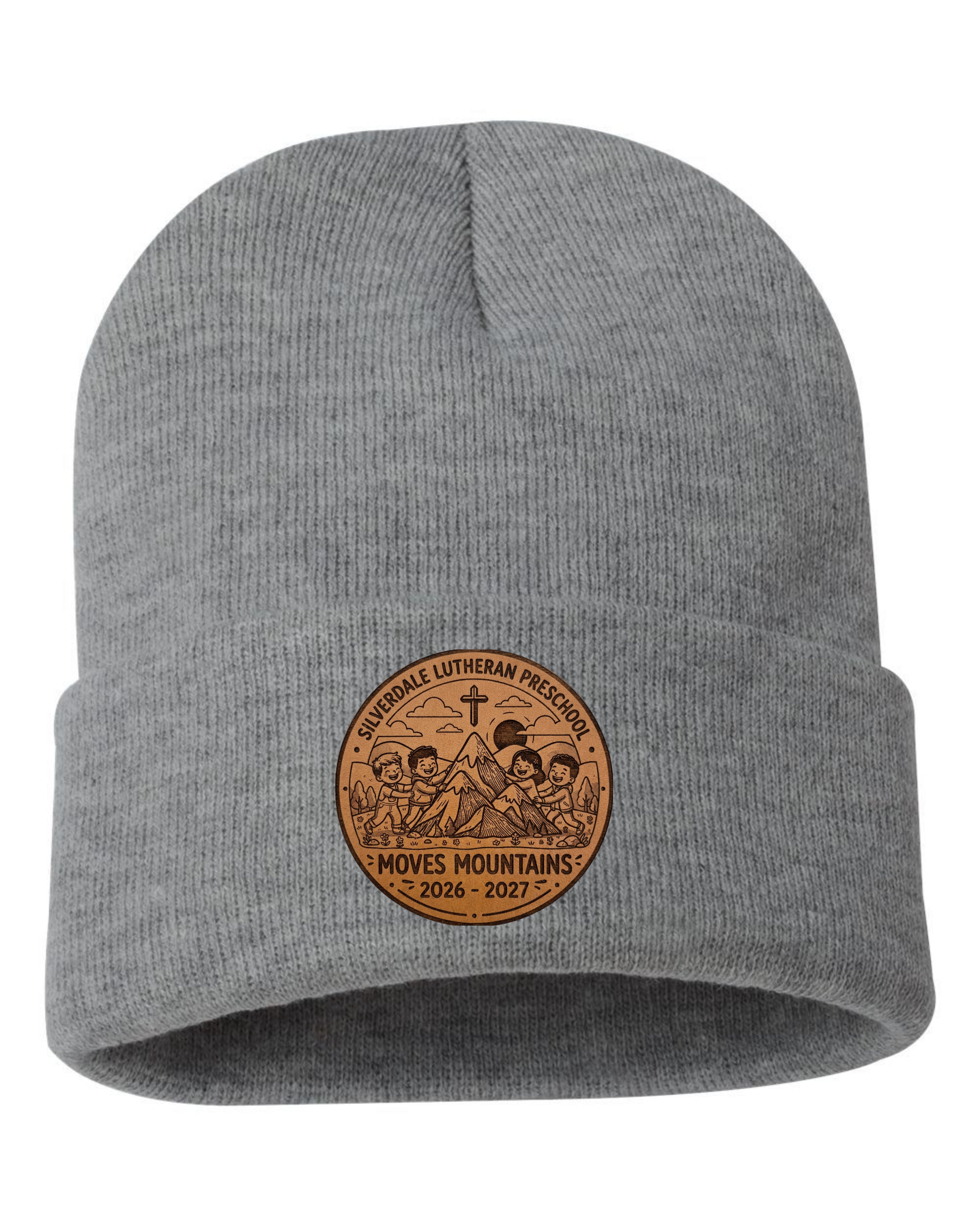 Silverdale Lutheran Preschool Cuffed Beanie - Dark Heather Grey (Engraved)