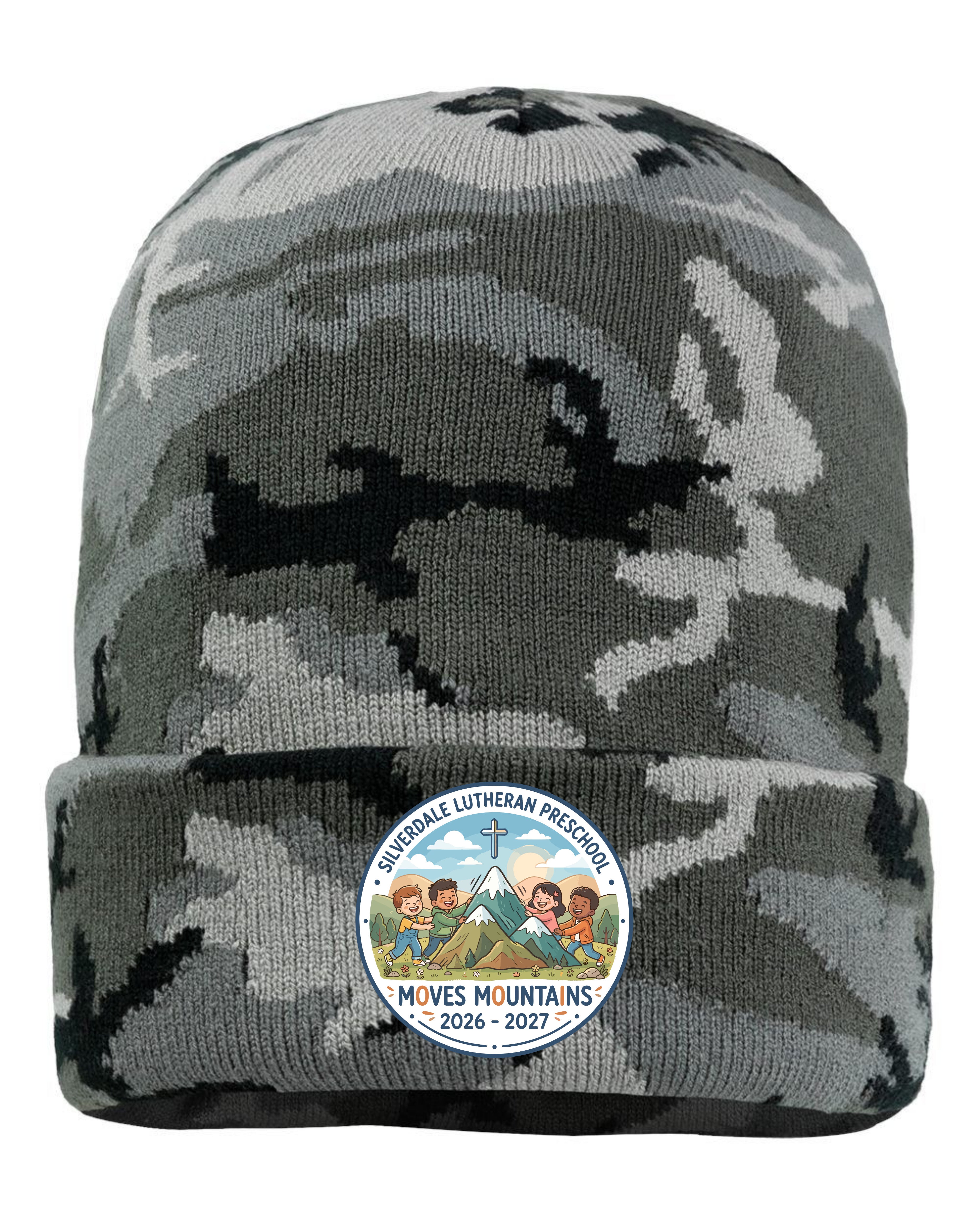 Silverdale Lutheran Preschool Cuffed Beanie - Grey Camo (Printed)
