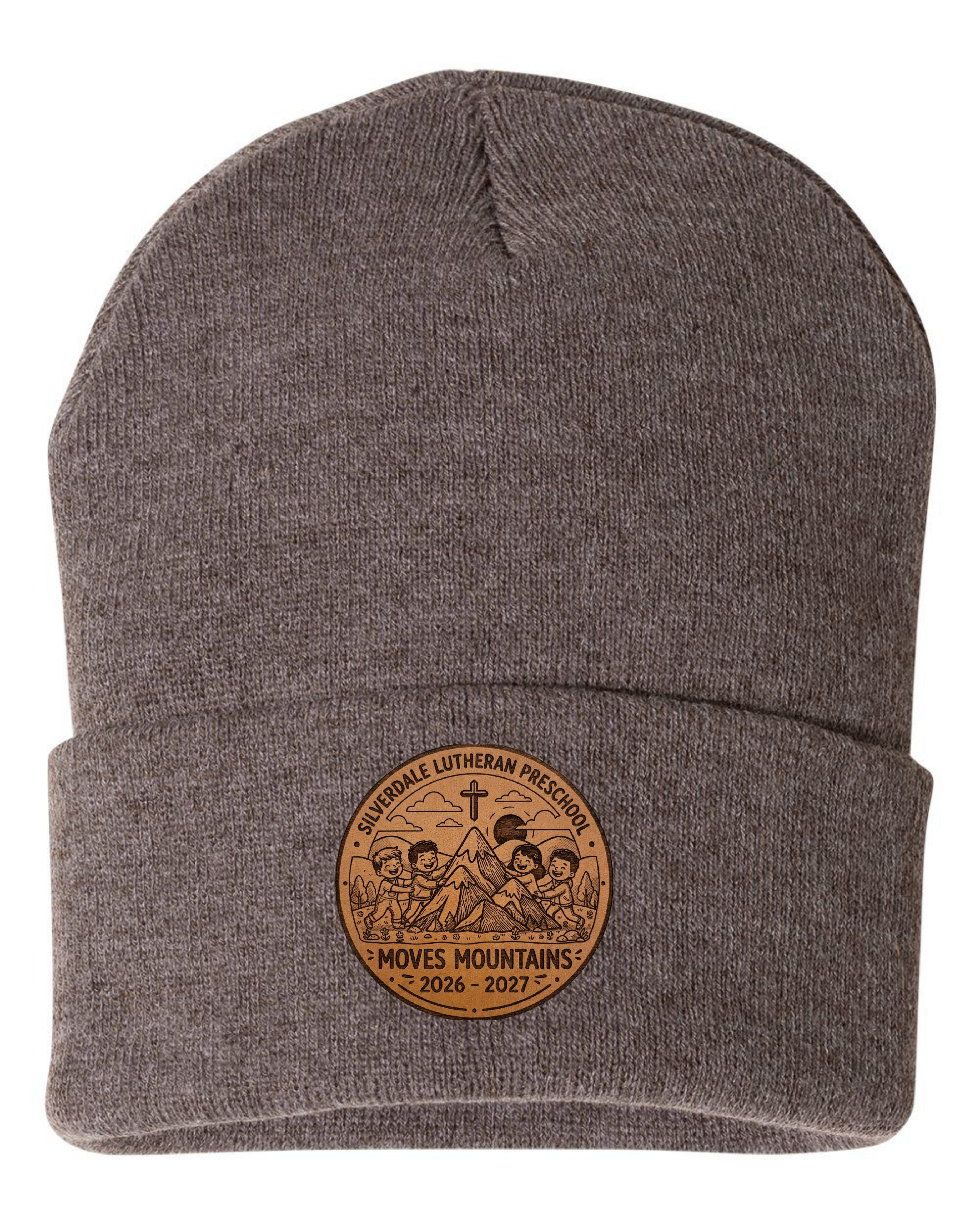 Silverdale Lutheran Preschool Cuffed Beanie - Heather Brown (Engraved)