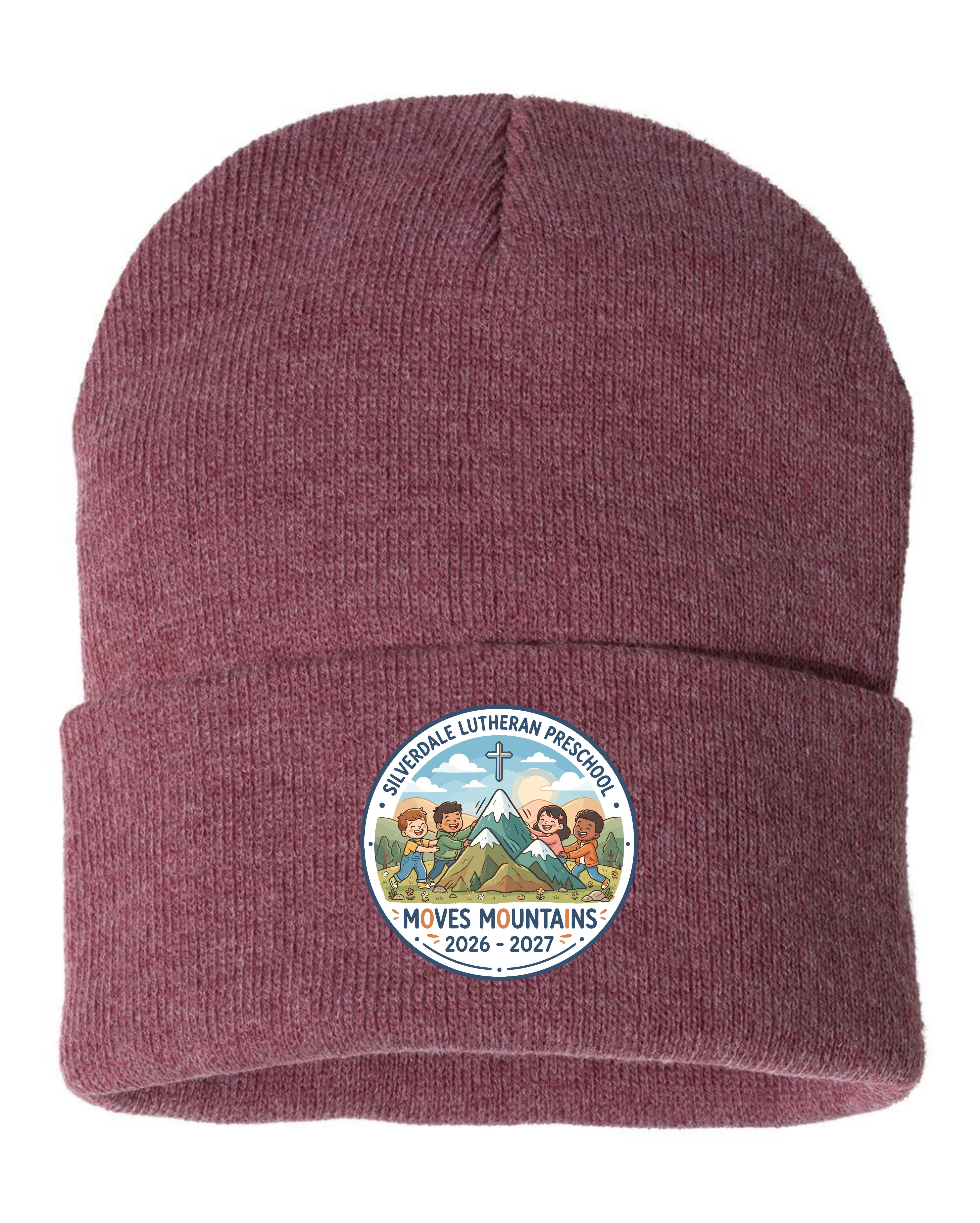 Silverdale Lutheran Preschool Cuffed Beanie - Heather Cardinal (Printed)