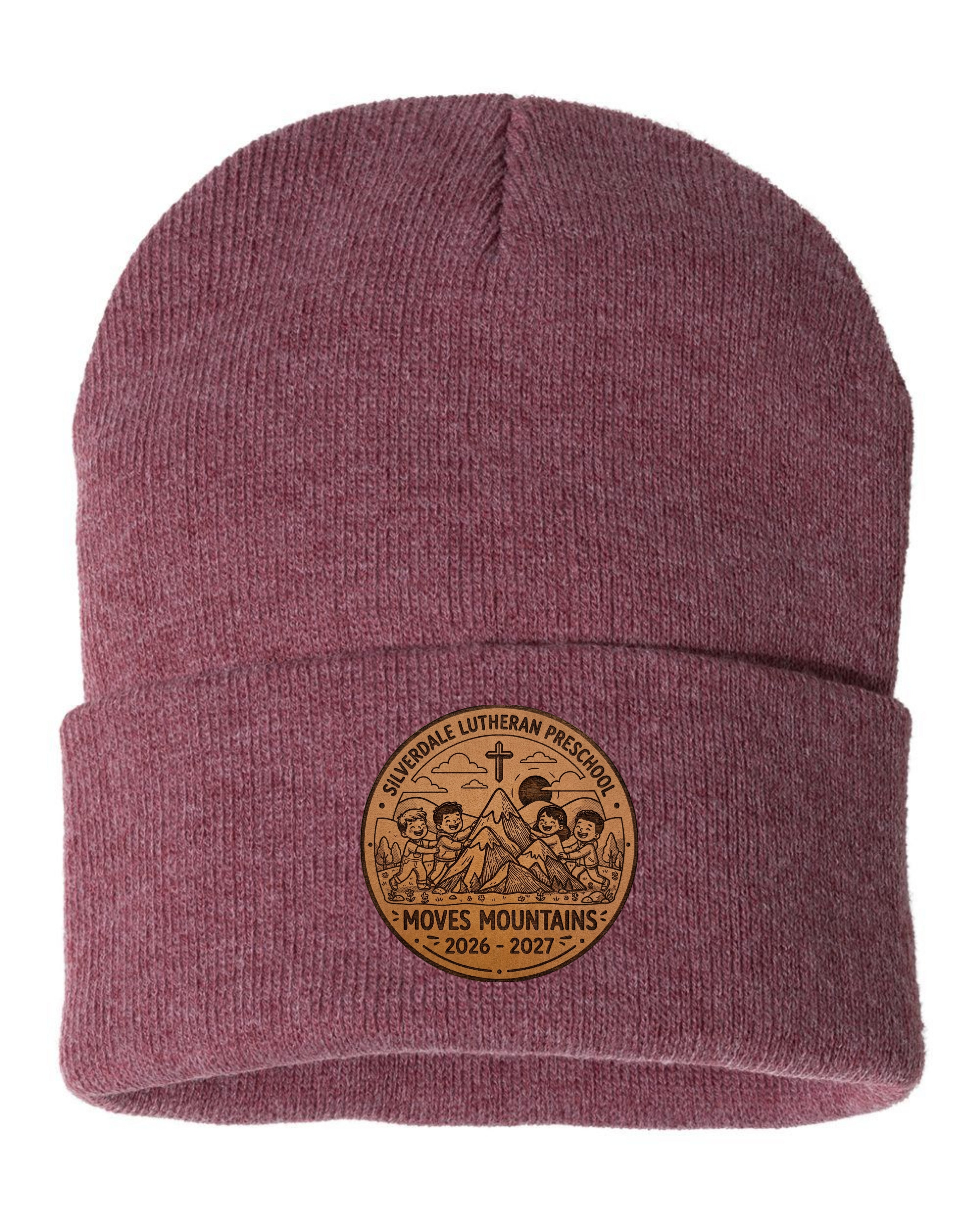 Silverdale Lutheran Preschool Cuffed Beanie - Heather Cardinal (Engraved)