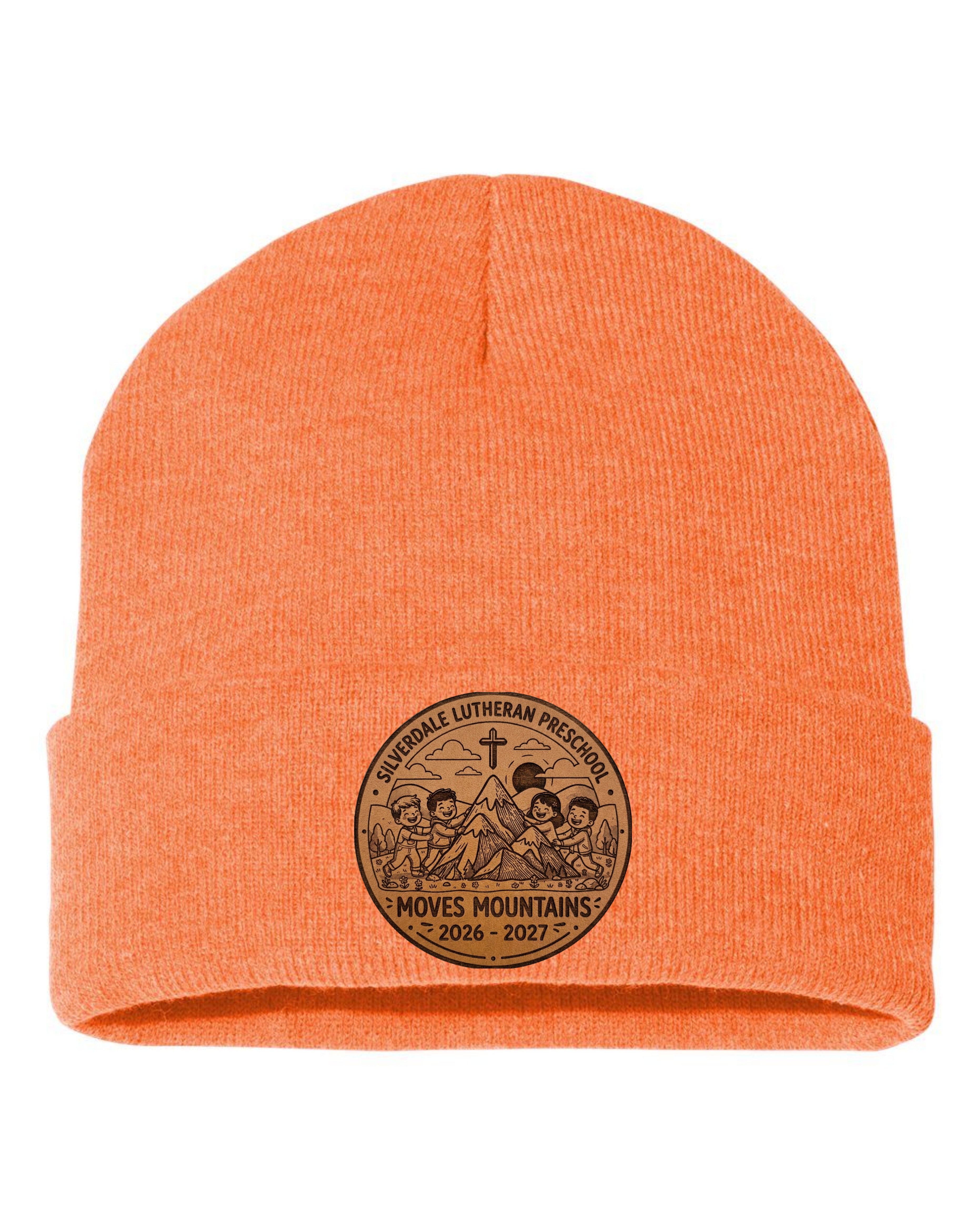 Silverdale Lutheran Preschool Cuffed Beanie - Heather Orange (Engraved)