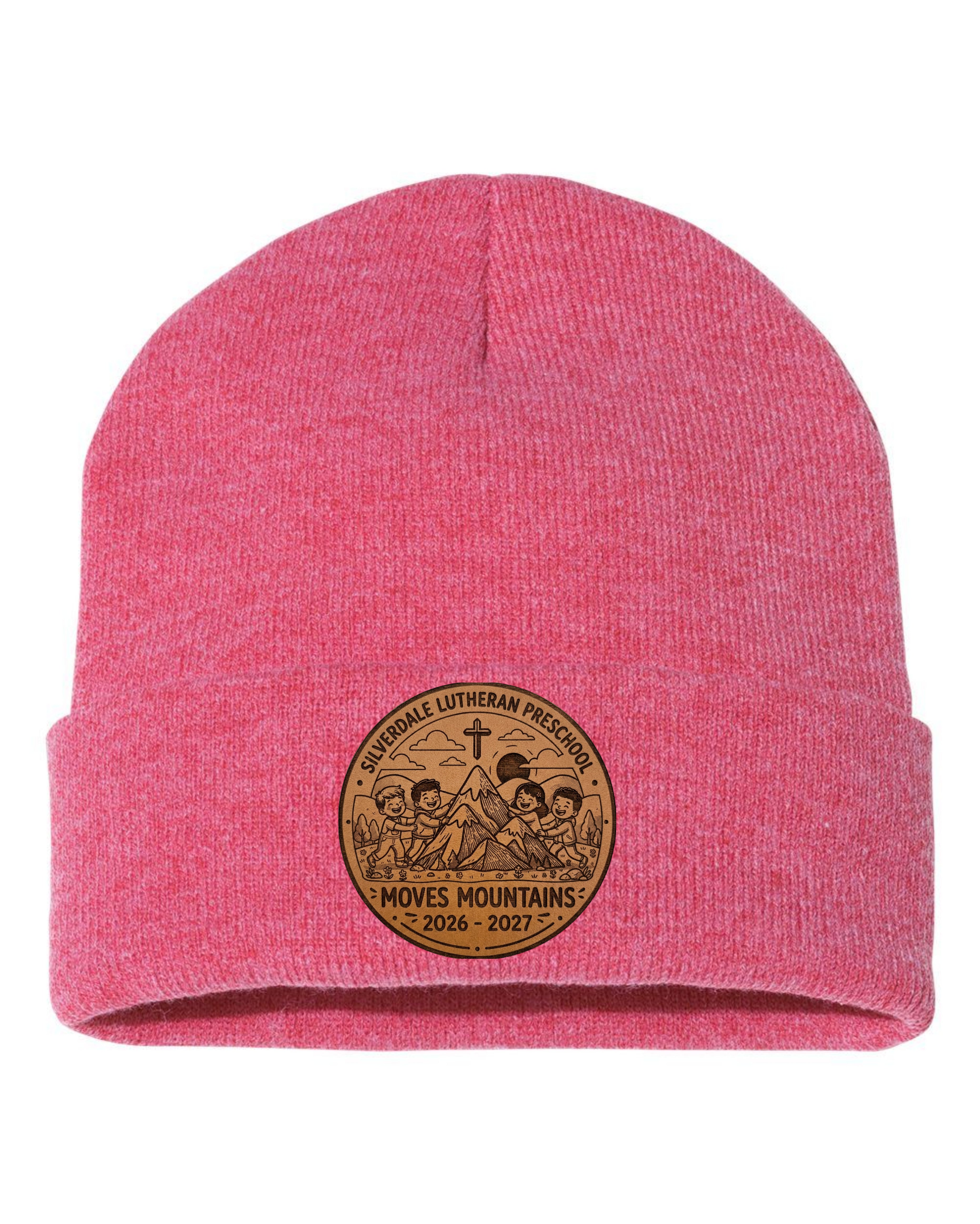 Silverdale Lutheran Preschool Cuffed Beanie - Heather Red (Engraved)