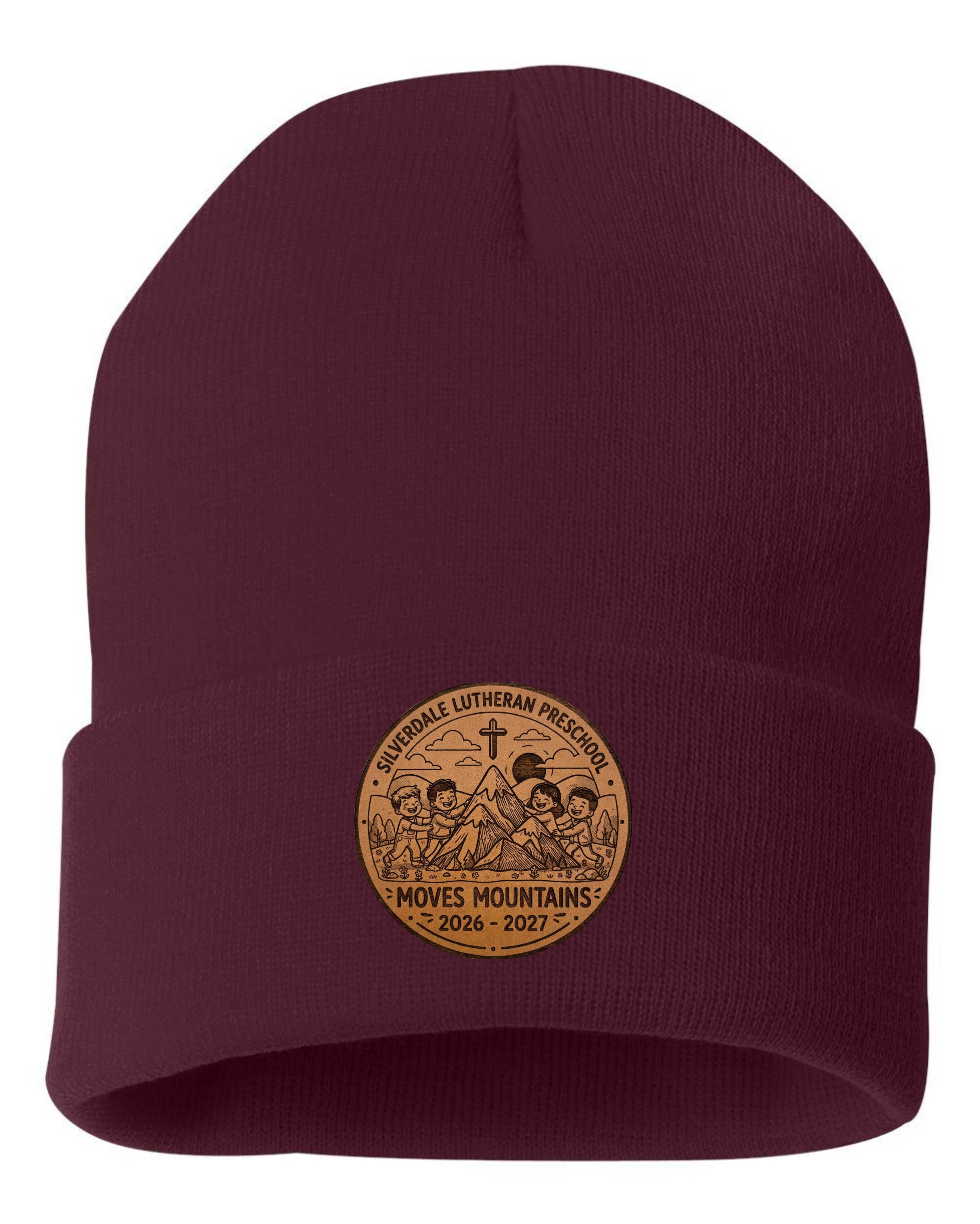 Silverdale Lutheran Preschool Cuffed Beanie - Maroon (Engraved)