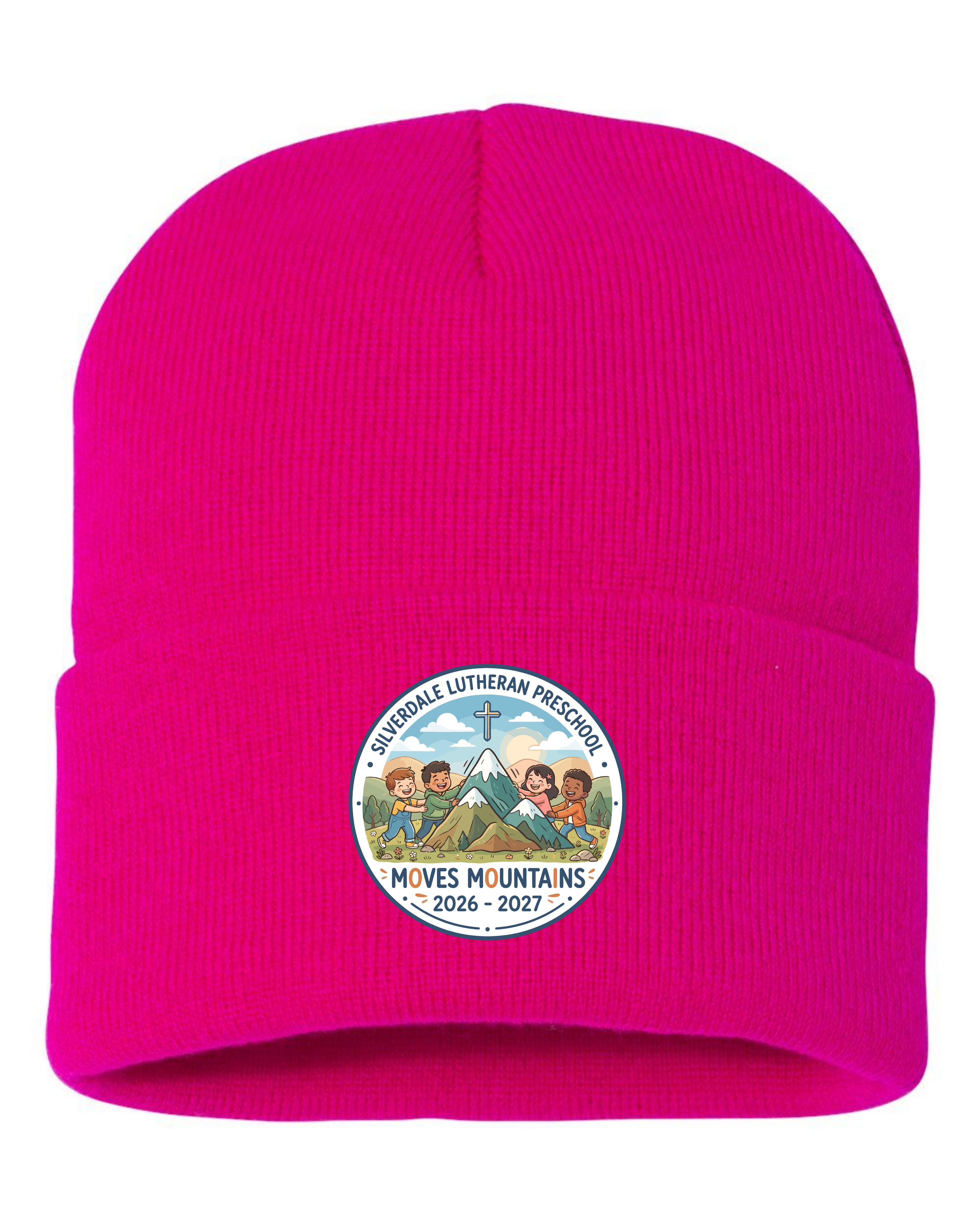 Silverdale Lutheran Preschool Cuffed Beanie - Neon Fuchsia (Printed)