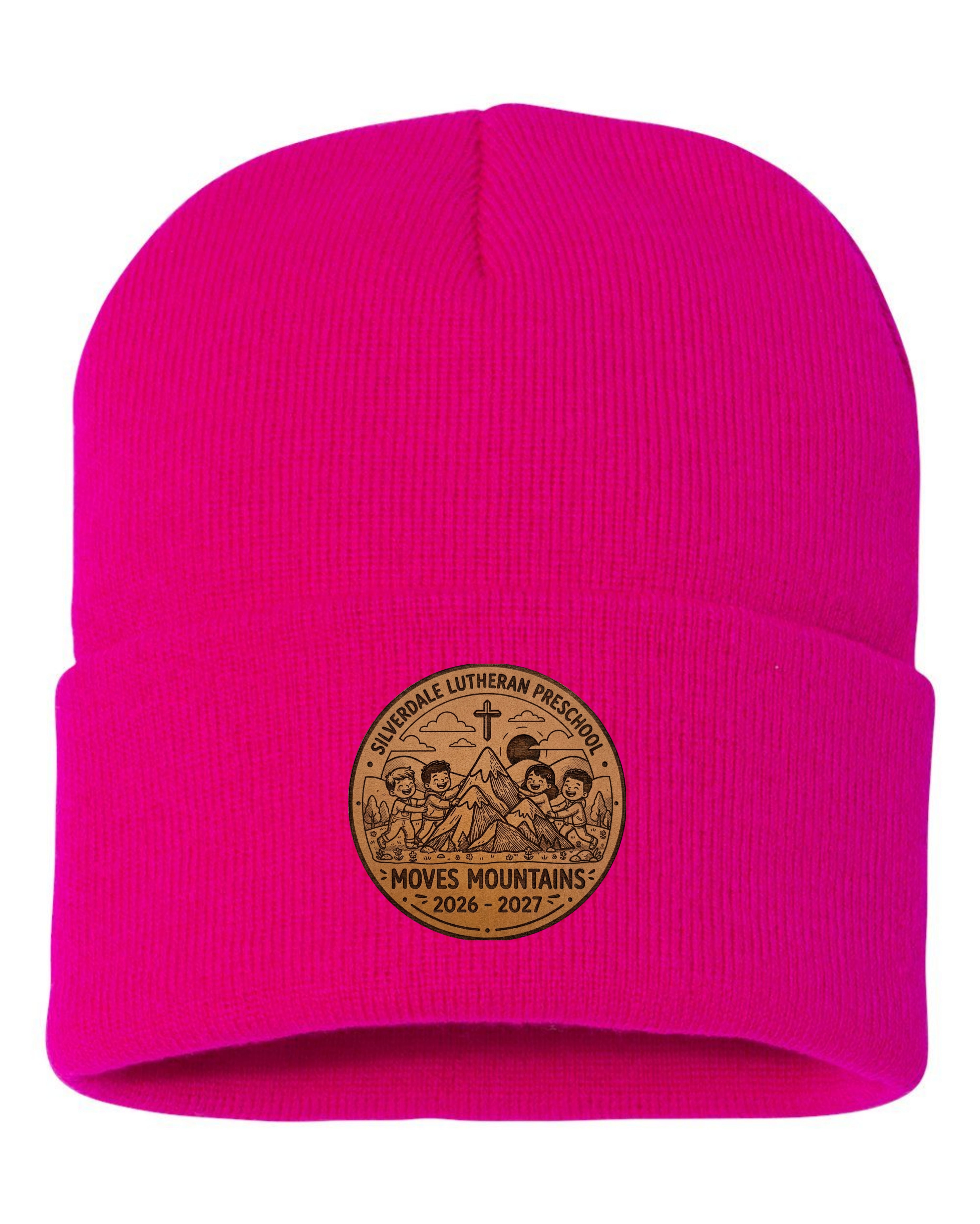 Silverdale Lutheran Preschool Cuffed Beanie - Neon Fuchsia (Engraved)